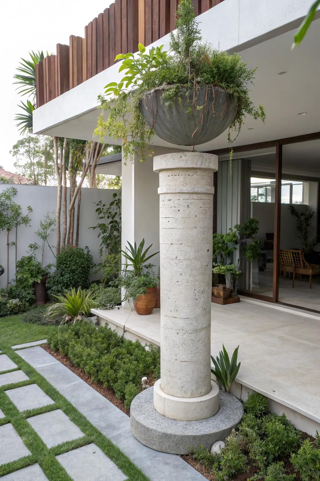 Achieve sleek modernism with a concrete column stand.