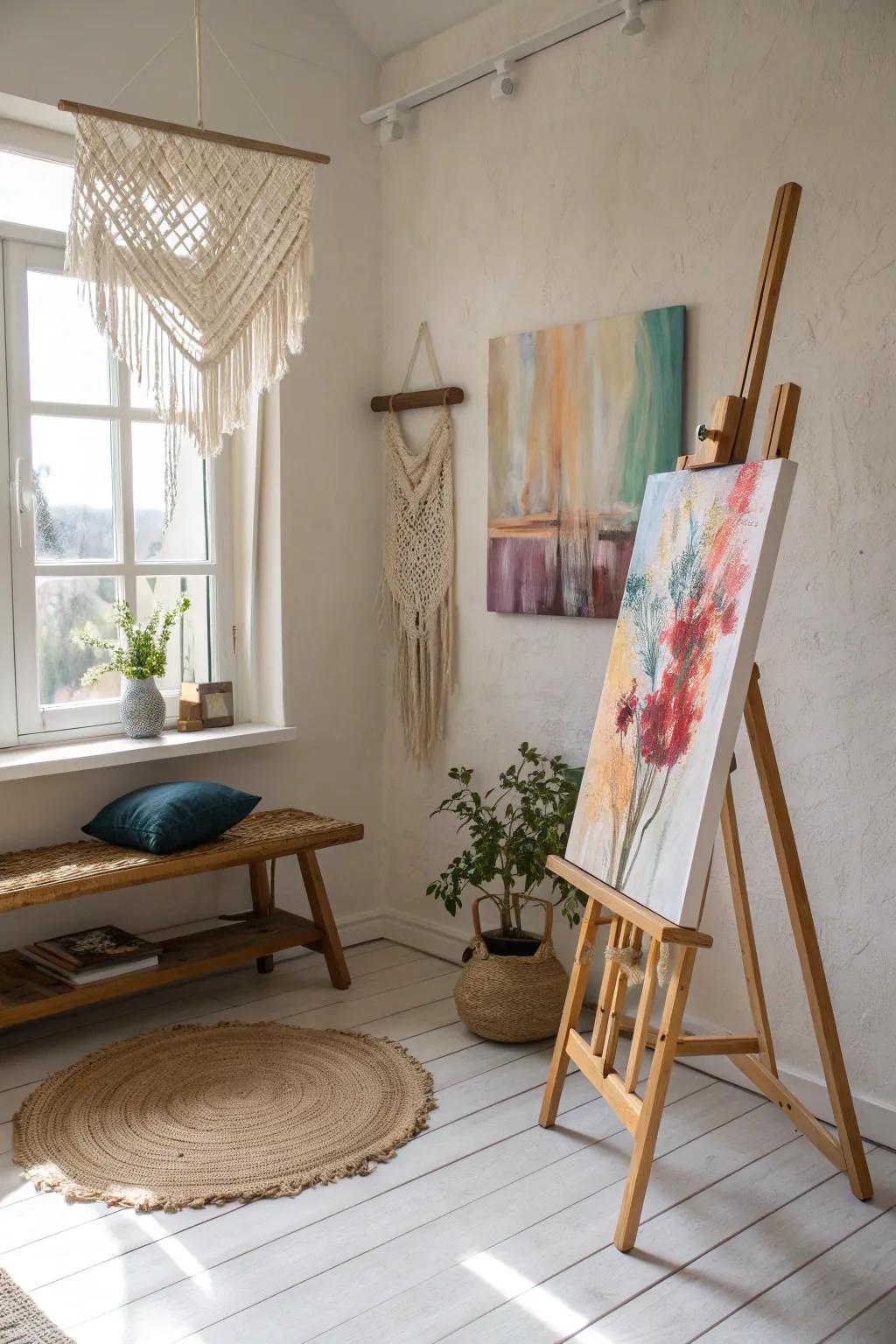 Showcase your art in a serene, minimalist haven where creativity meets elegance.