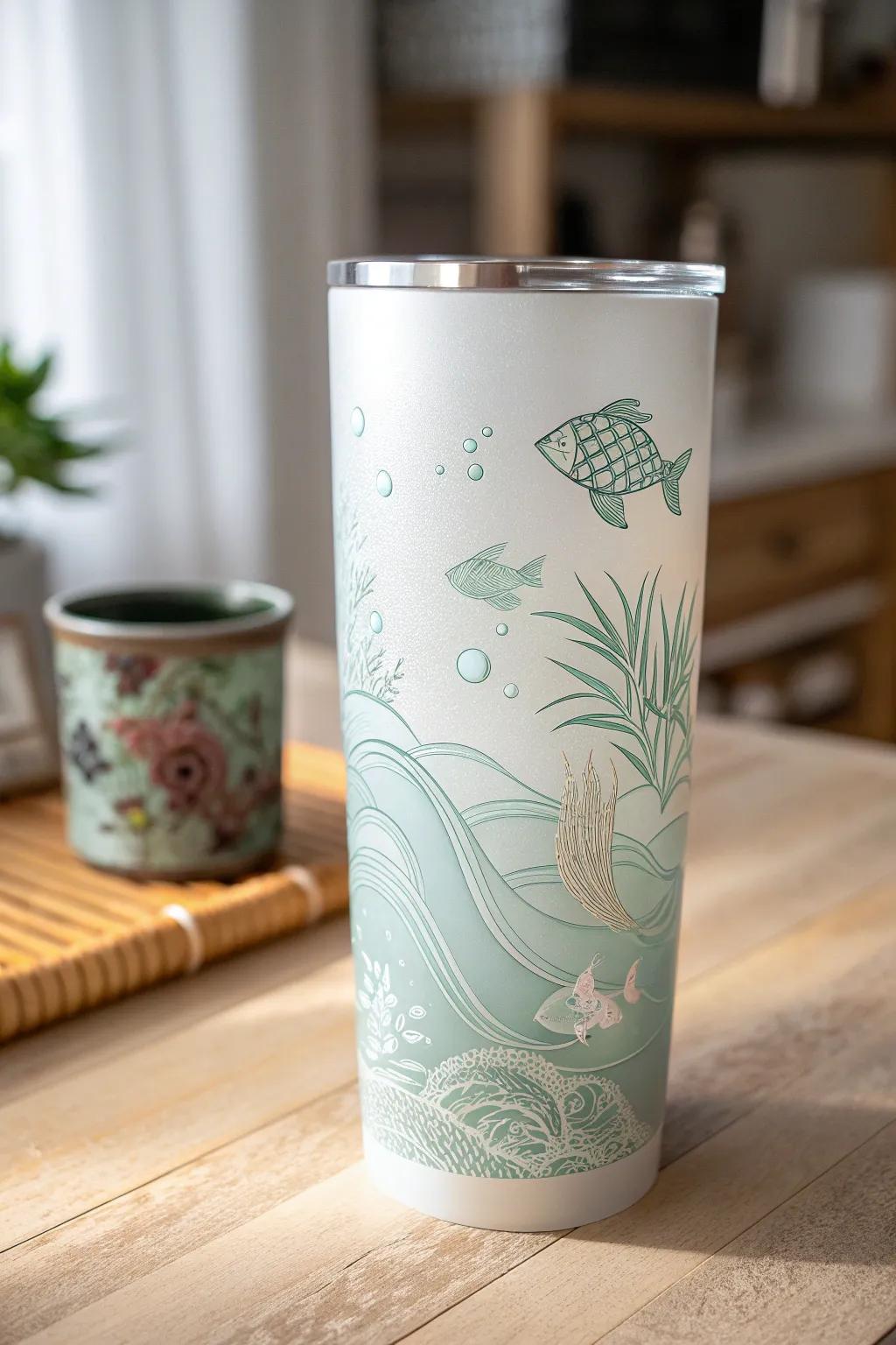 Dive into serenity with our 'Underwater Dreams' tumbler, where oceanic elegance meets minimalist design.