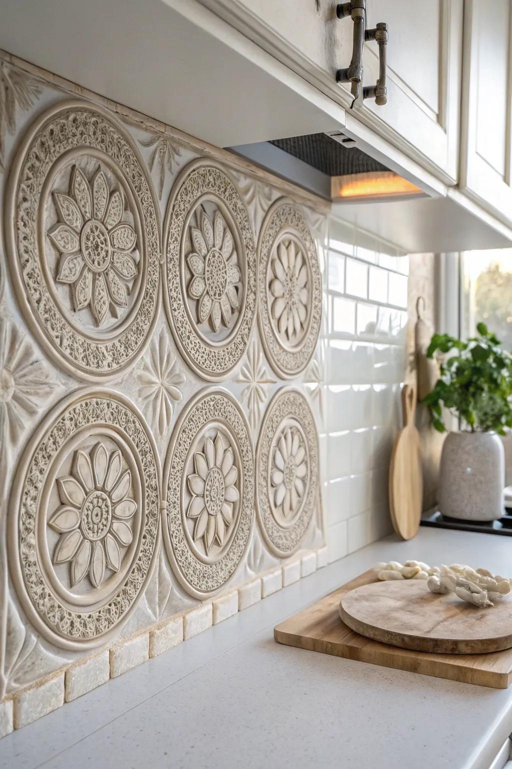 Transform your space with artistic medallion backsplashes—where simplicity meets elegance.