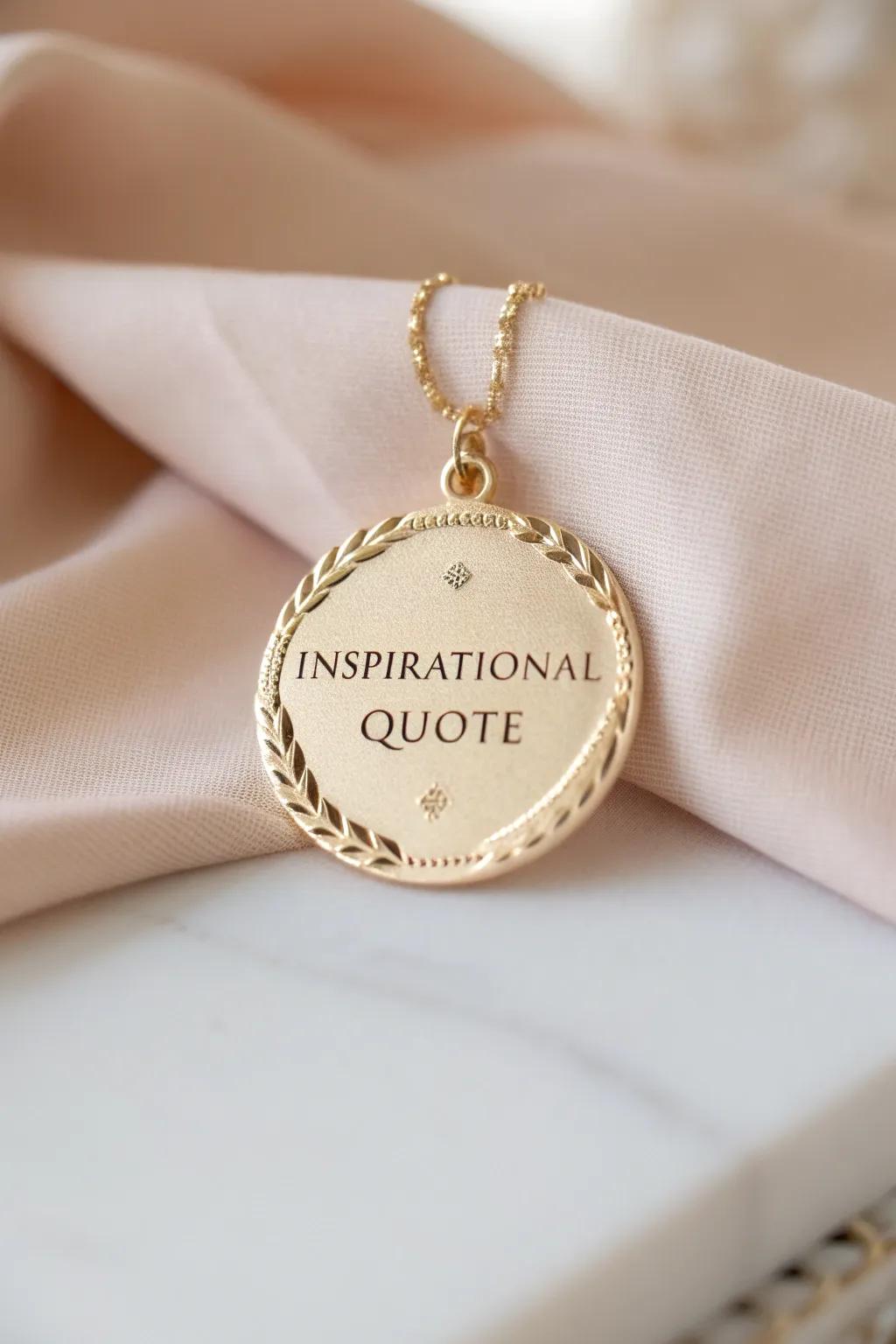 Carry inspiration with you with a motivational quote pendant.