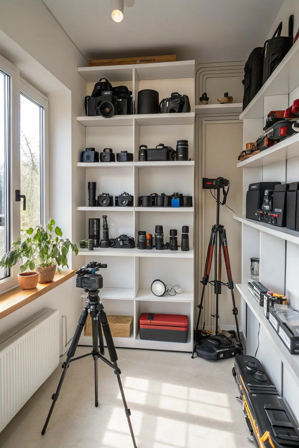 An organized equipment zone can streamline your photography sessions.