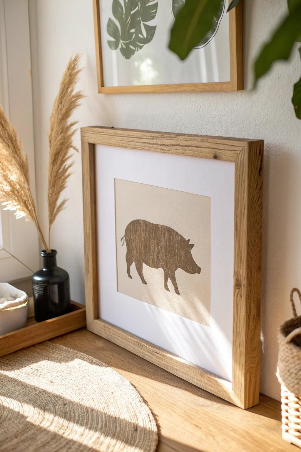 Elegance in simplicity: A handcrafted pig silhouette wall art that brings charm and warmth to any space.