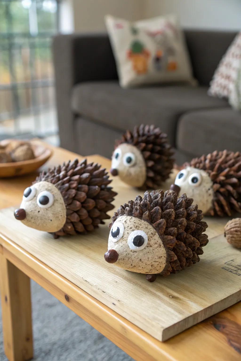 Bring a smile to your face with these pine cone hedgehogs.