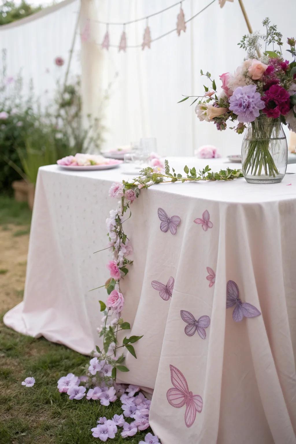 Embrace spring with this enchanting garden party backdrop, where simplicity meets nature's elegance.