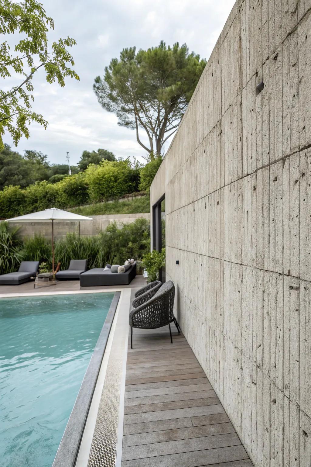 Bold and modern with concrete pool fencing.