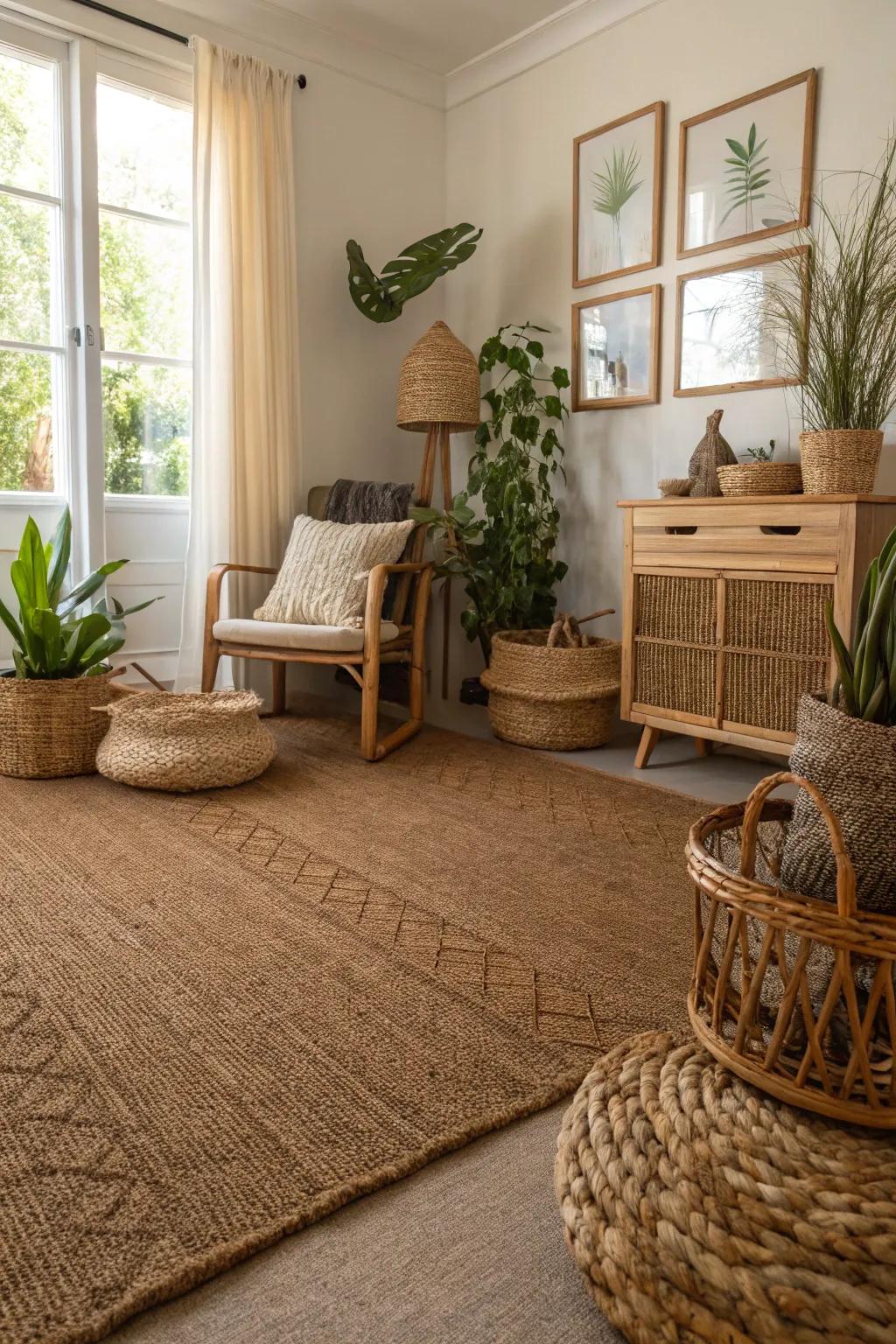 Natural wool carpets combine luxury with eco-conscious design.