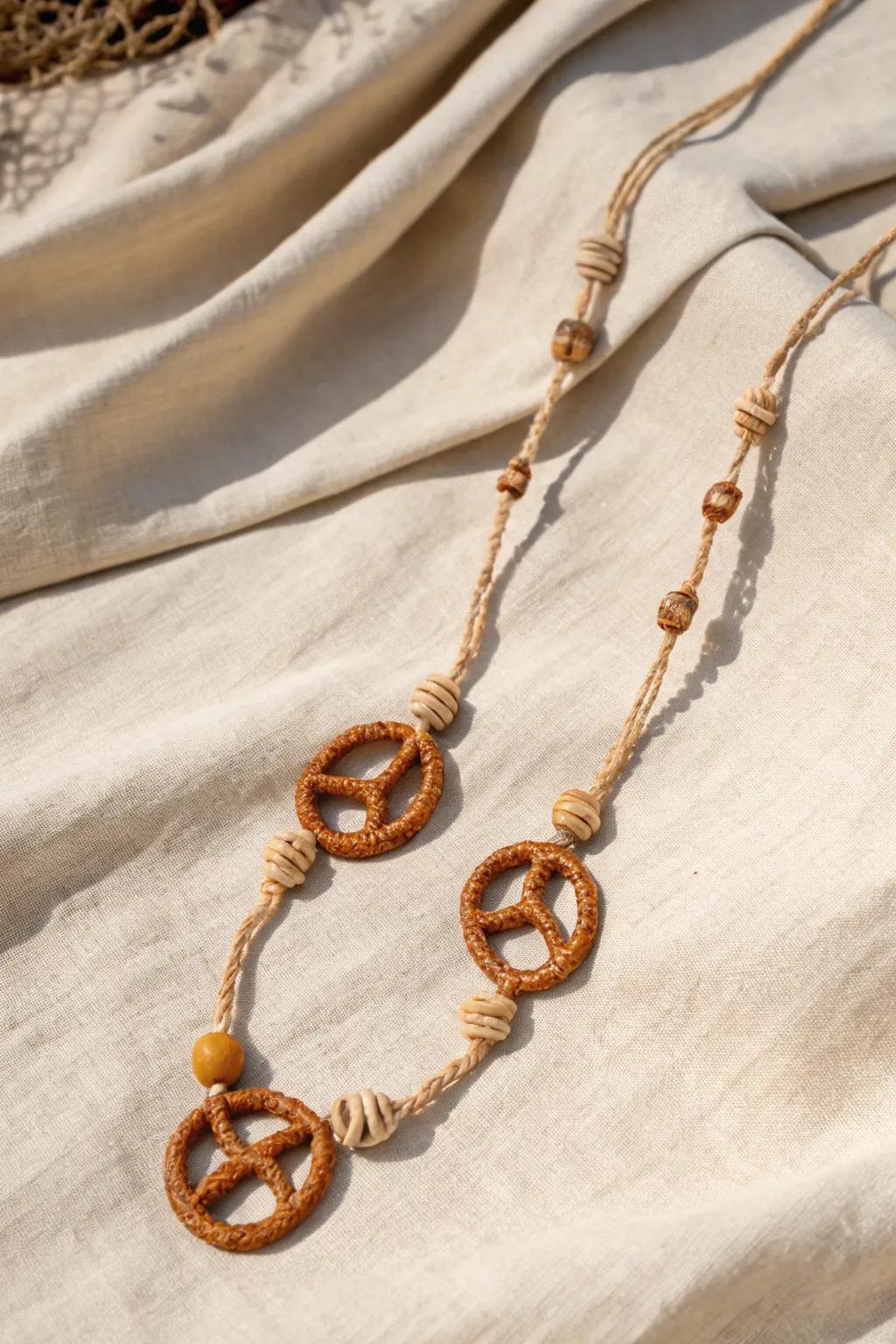 Crafty and delicious: Embrace playful elegance with a charming pretzel necklace!