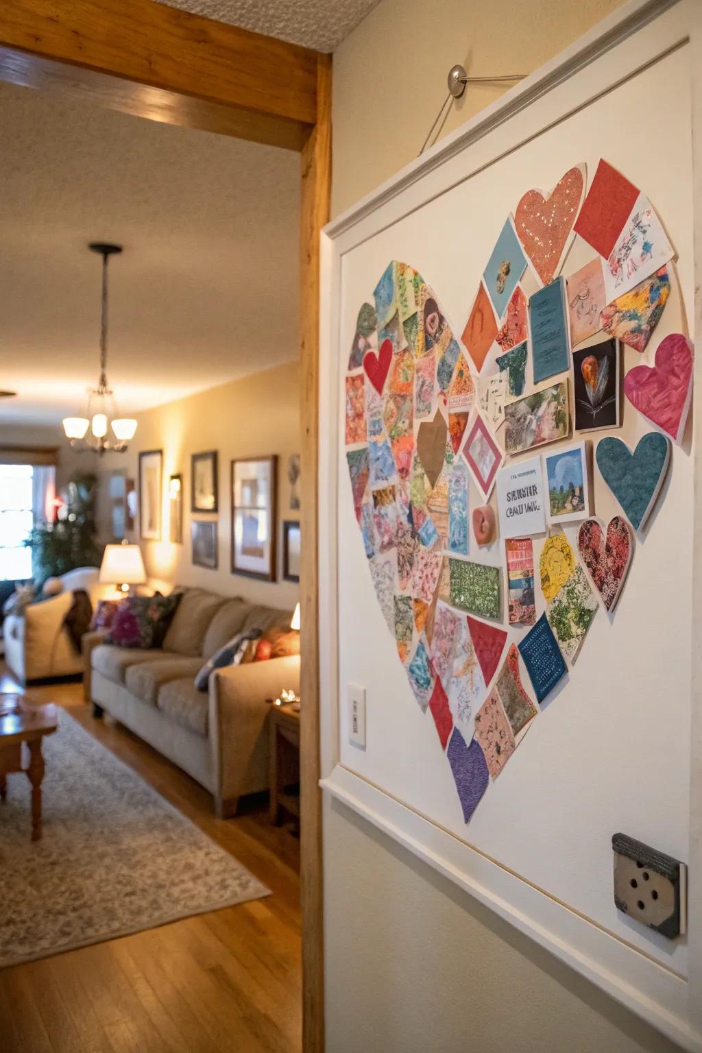 A pride heart collage symbolizing love and unity in a family room.