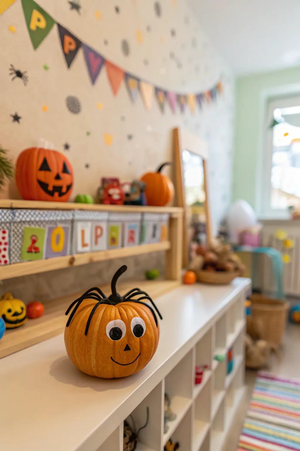 Mini spider pumpkins add a fun and spooky touch to any decor.