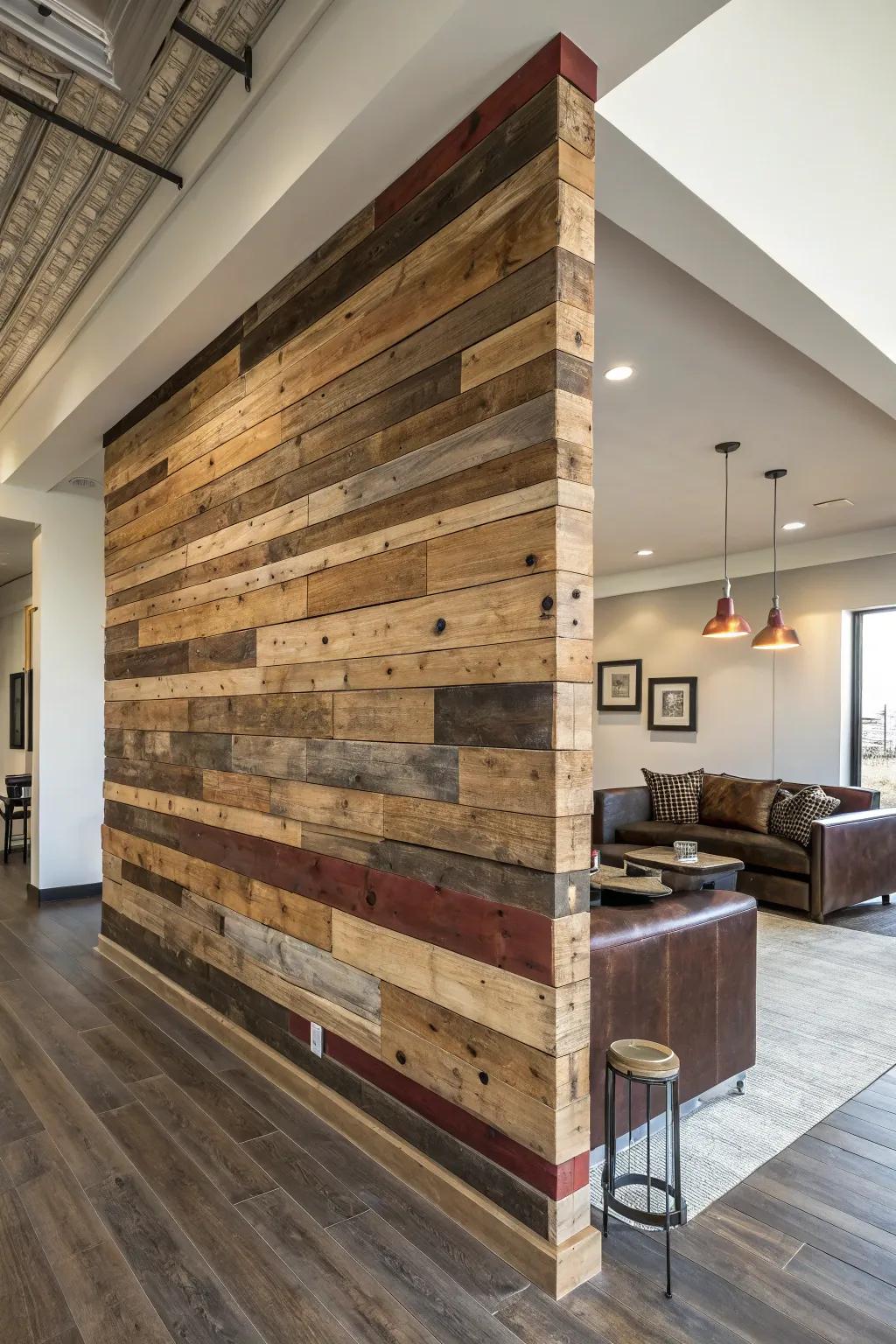 Elevate your space with the rustic charm of a reclaimed wood accent wall.