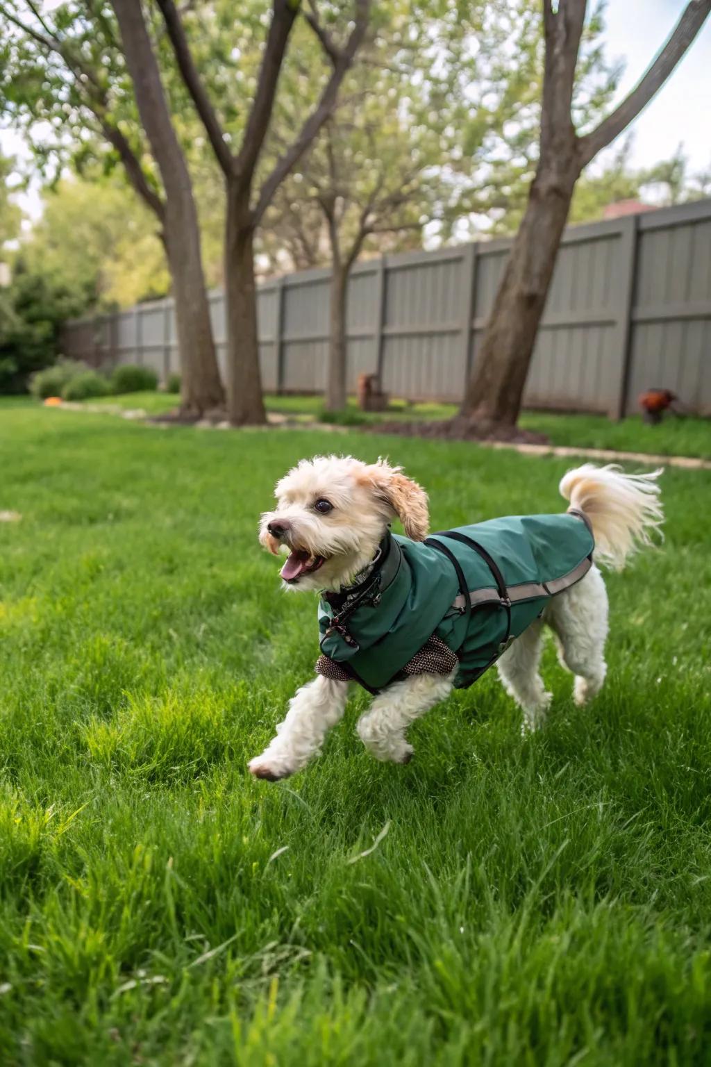 A cozy dog coat made from an upcycled jacket keeps pets warm and stylish.