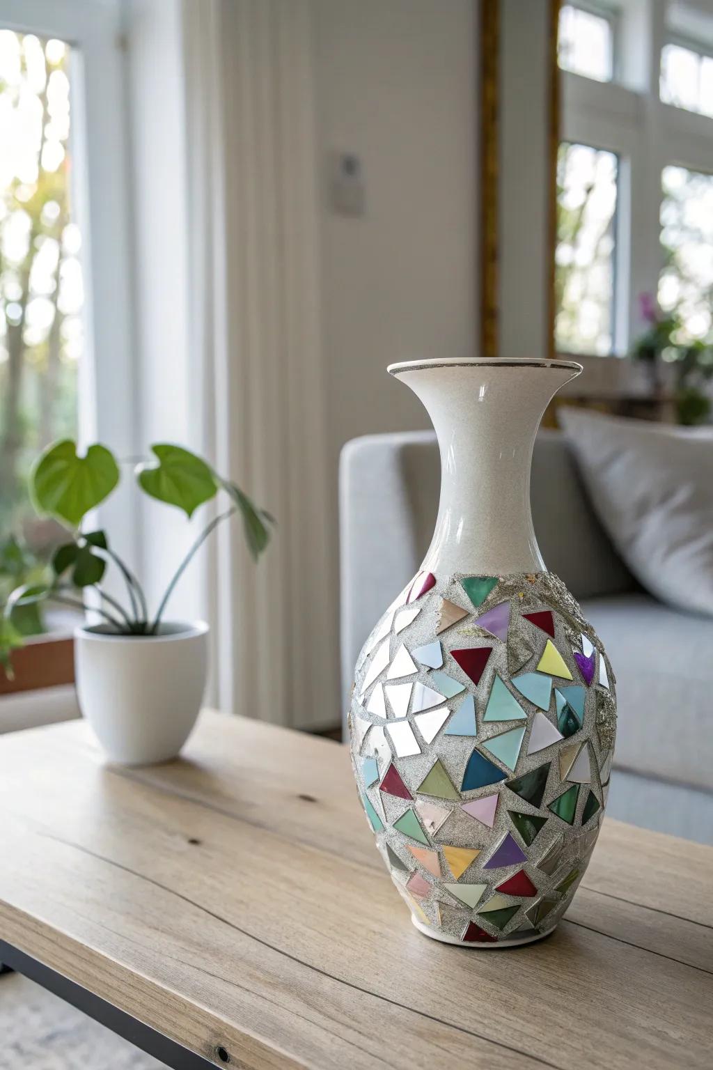 Transform shattered CDs into a stunning mosaic masterpiece, blending minimalism with a touch of boho charm.