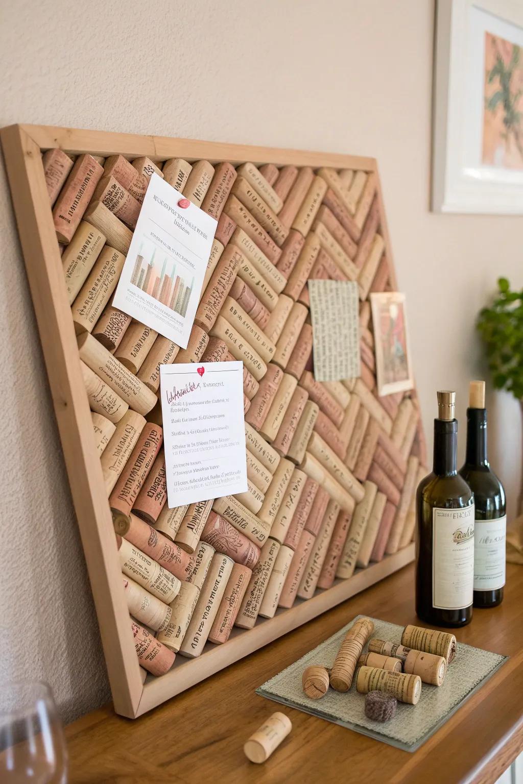 Transform your space with a charming wine cork bulletin board—where rustic elegance meets functionality.