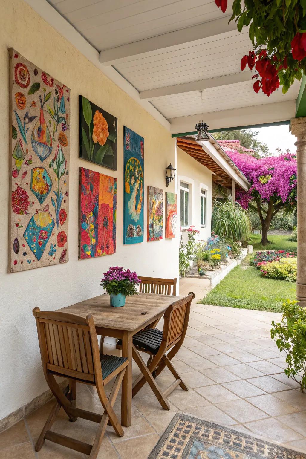 Outdoor art adds a splash of personality and color.