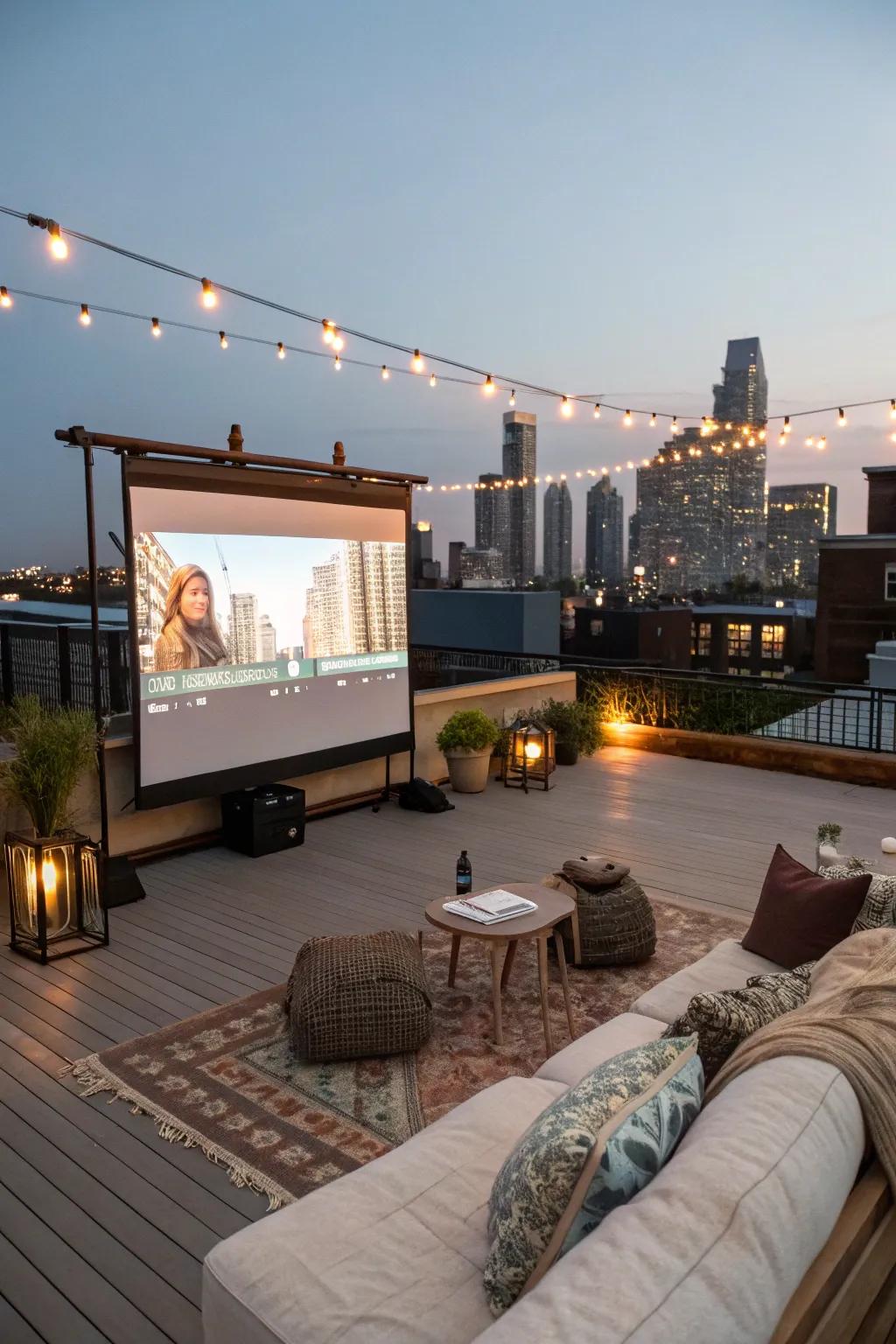 Enjoy movie nights under the stars with a dedicated outdoor theater setup.