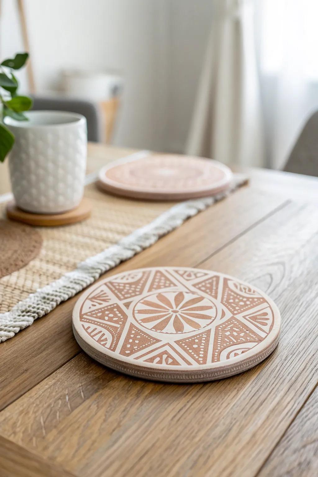 Elevate your home decor with the artisanal charm of stamped coasters—where function meets art.