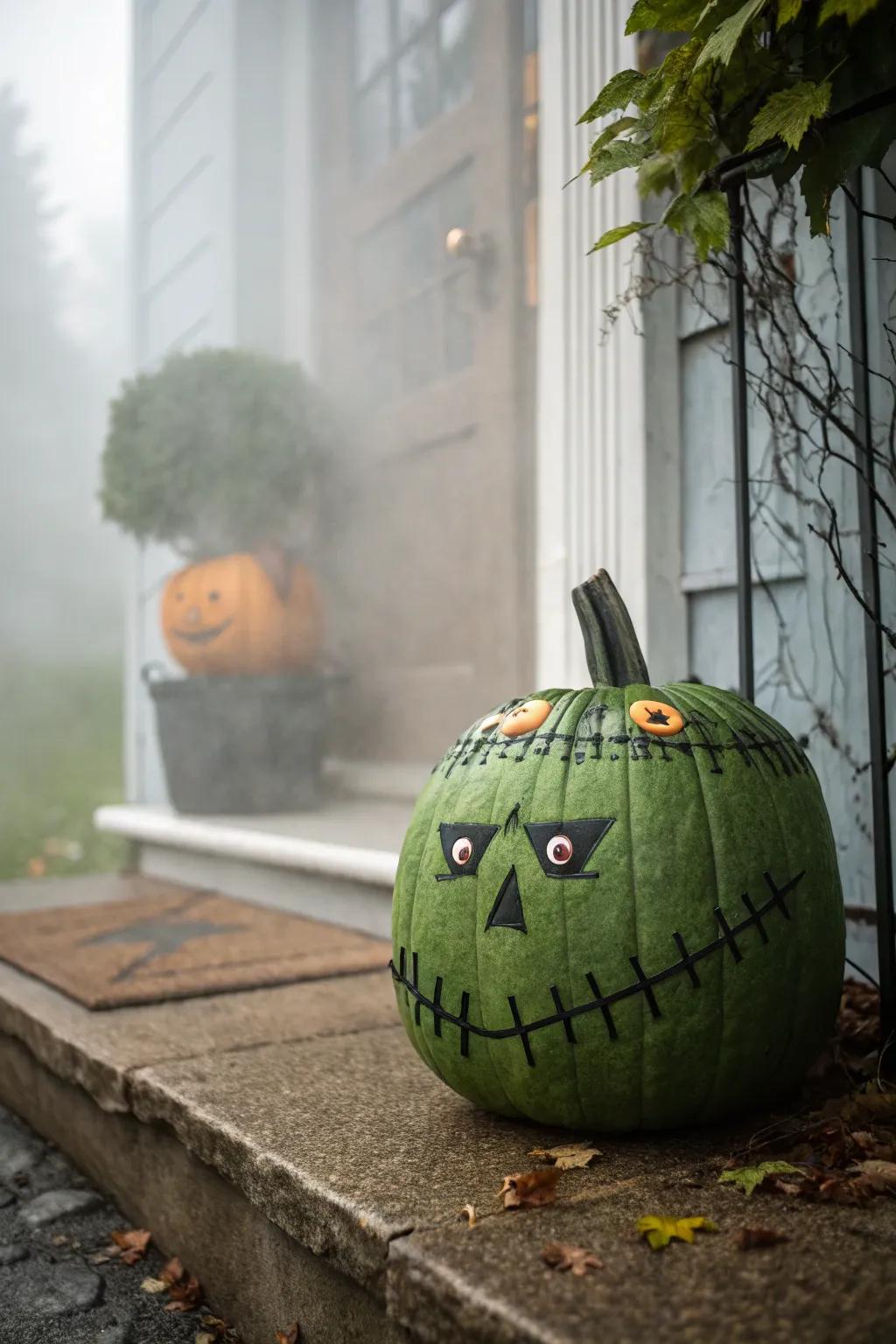 Frankenstein pumpkins are a monstrous addition to Halloween.