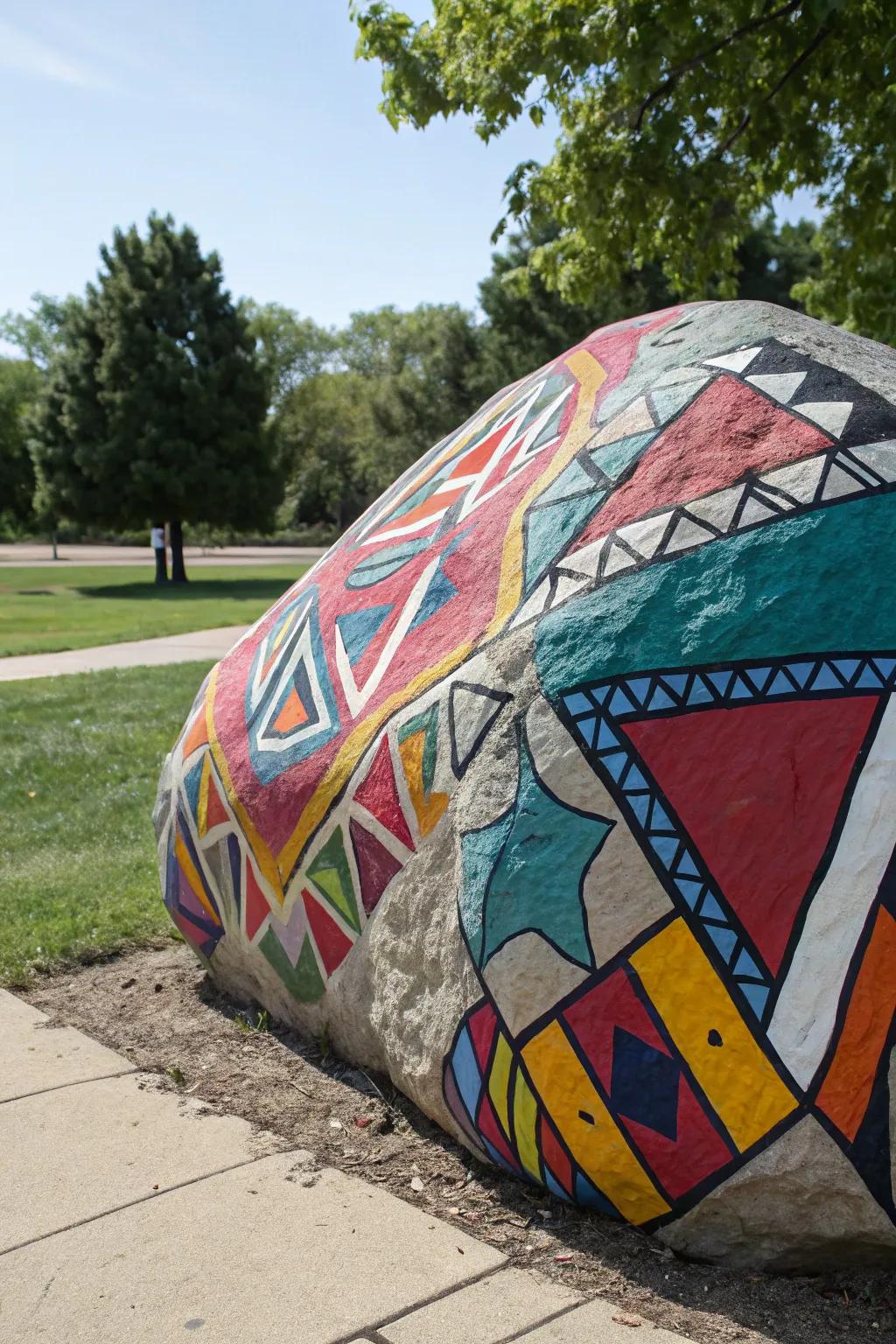 A modern geometric pattern that adds a stylish touch to a school rock.