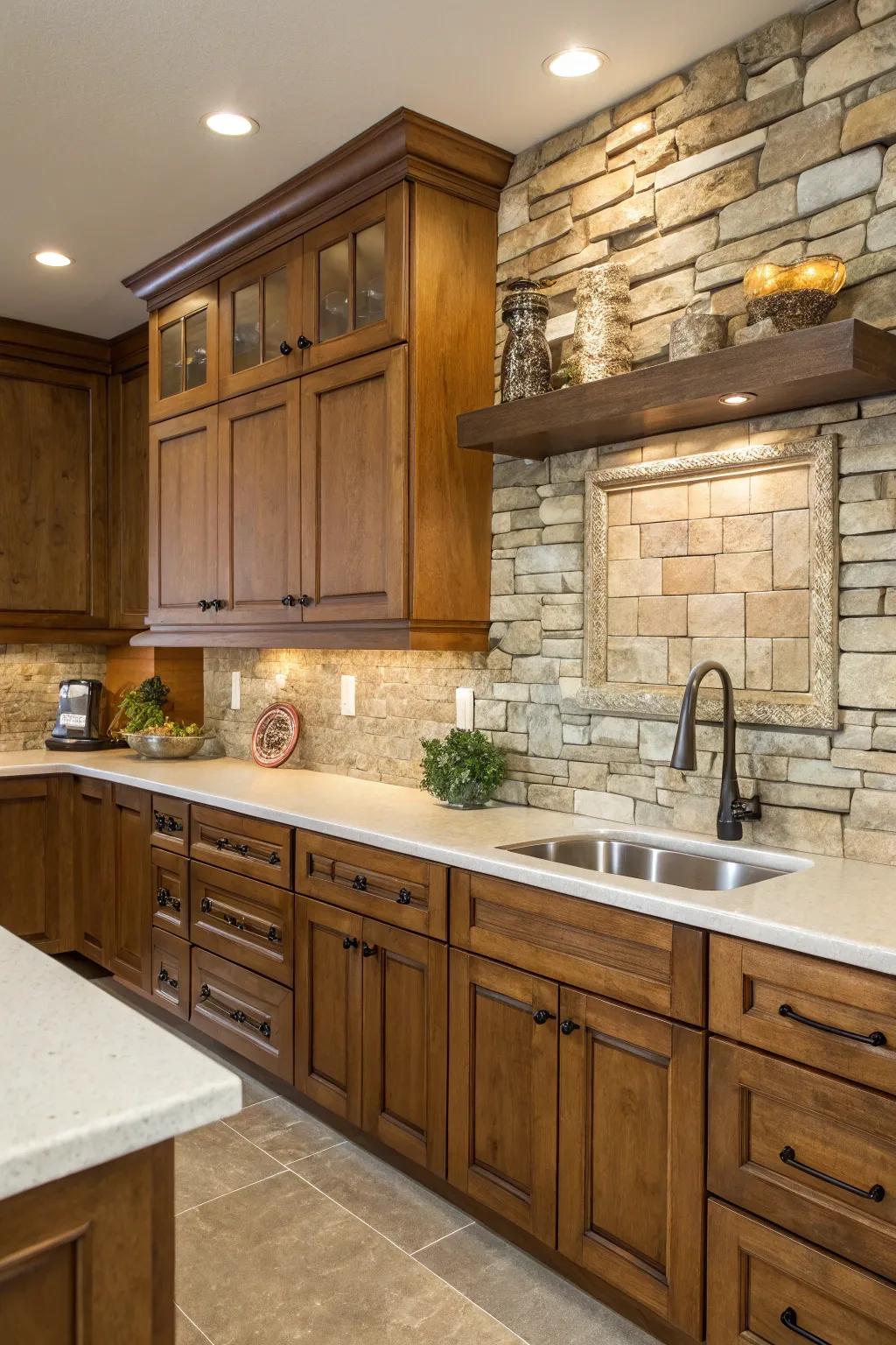 Natural stone brings earthy elegance to this inviting kitchen.