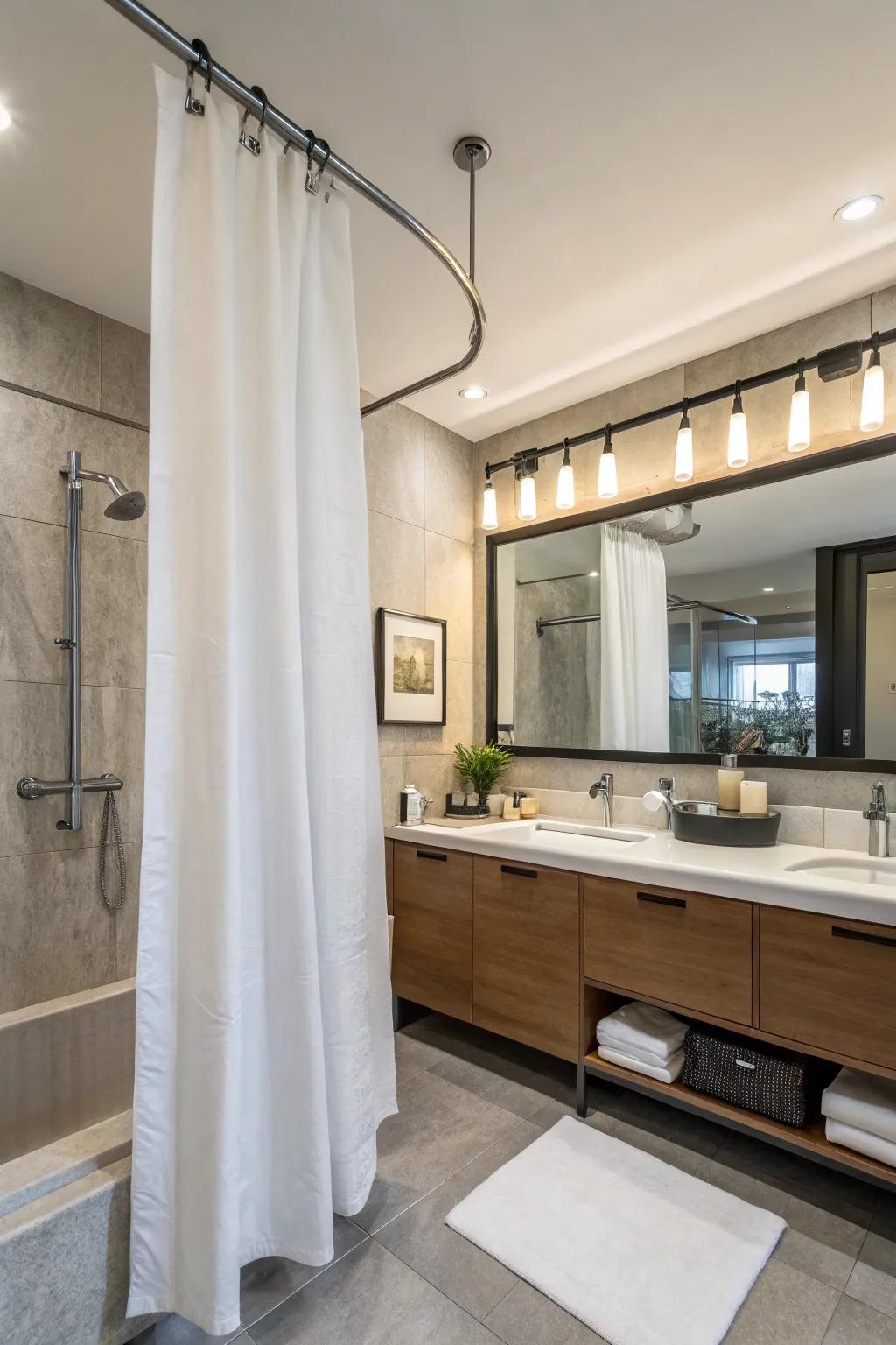 Adjustable length rods are versatile for unique bathroom layouts.