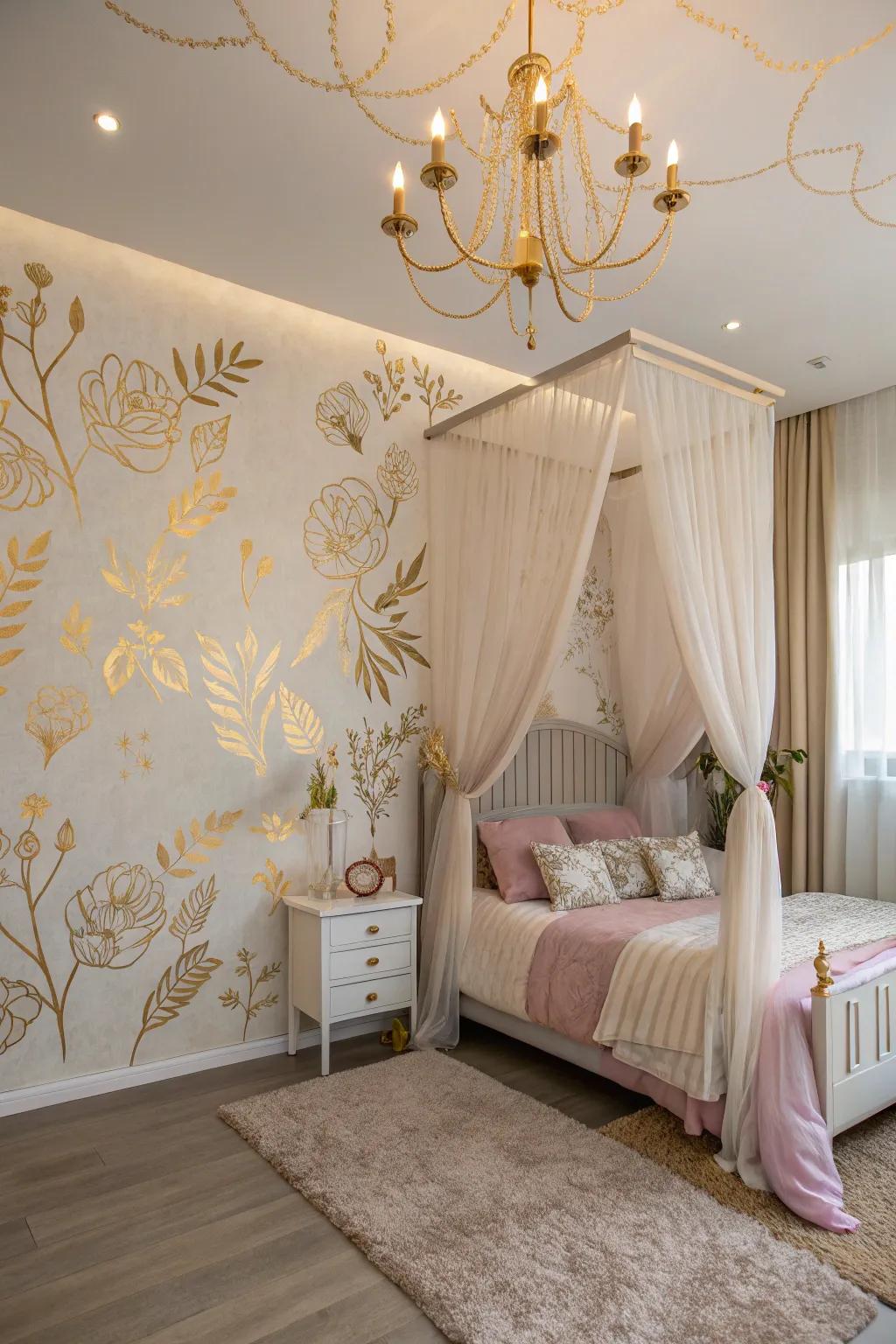 Stencils allow for creative and personalized feature walls.