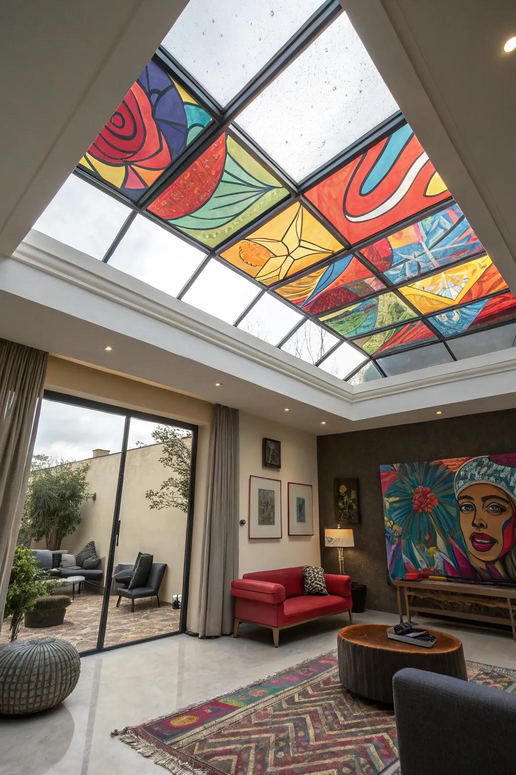 Turn your skylight into a canvas with abstract art.