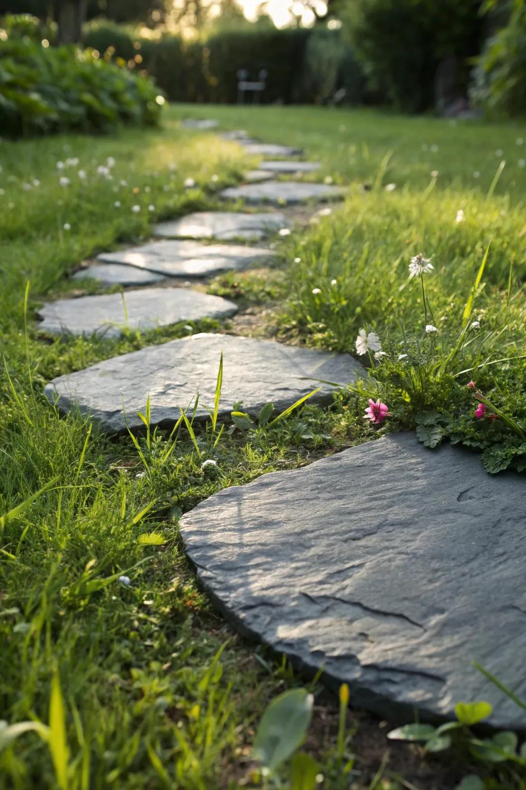Elevate your garden path with elegant slate stepping stones.