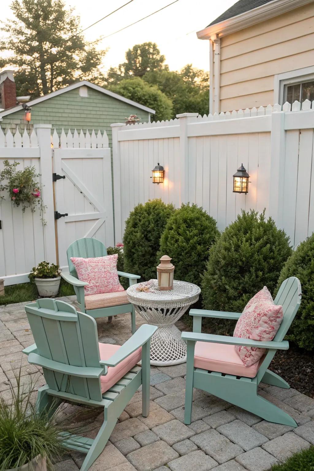 A cohesive color palette enhances the harmony of a small backyard.