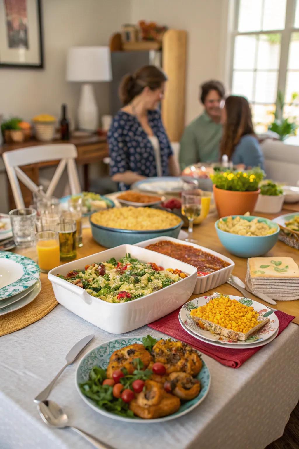 A potluck dinner brings variety and togetherness to a birthday celebration.