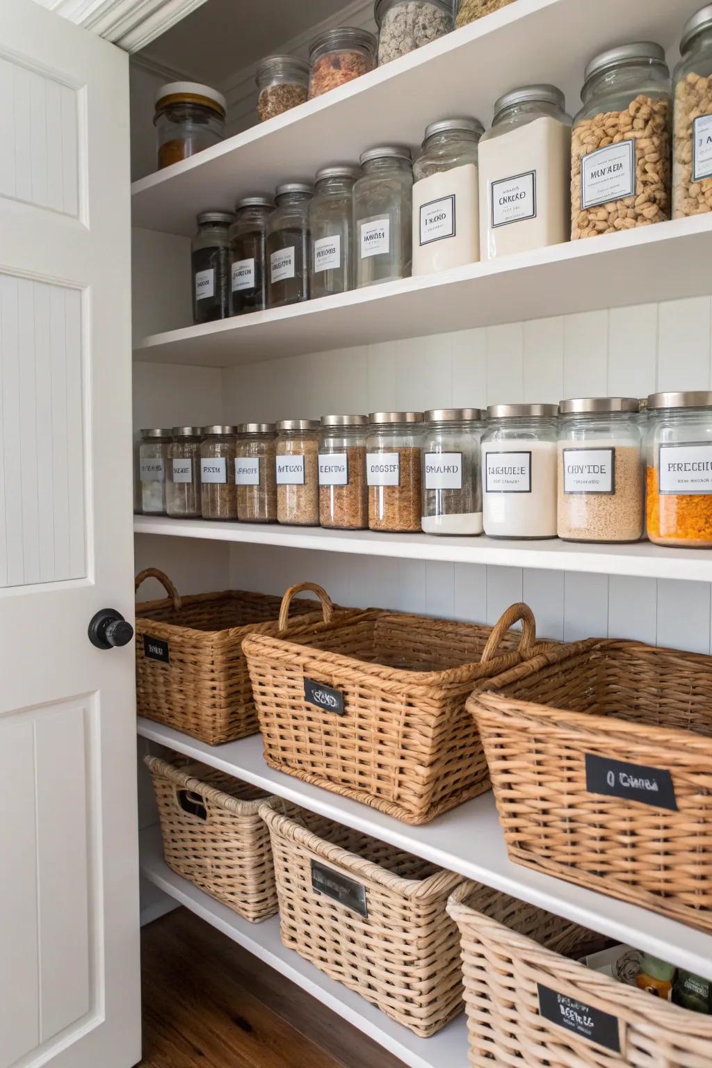 Labels ensure everything has its place in the pantry.