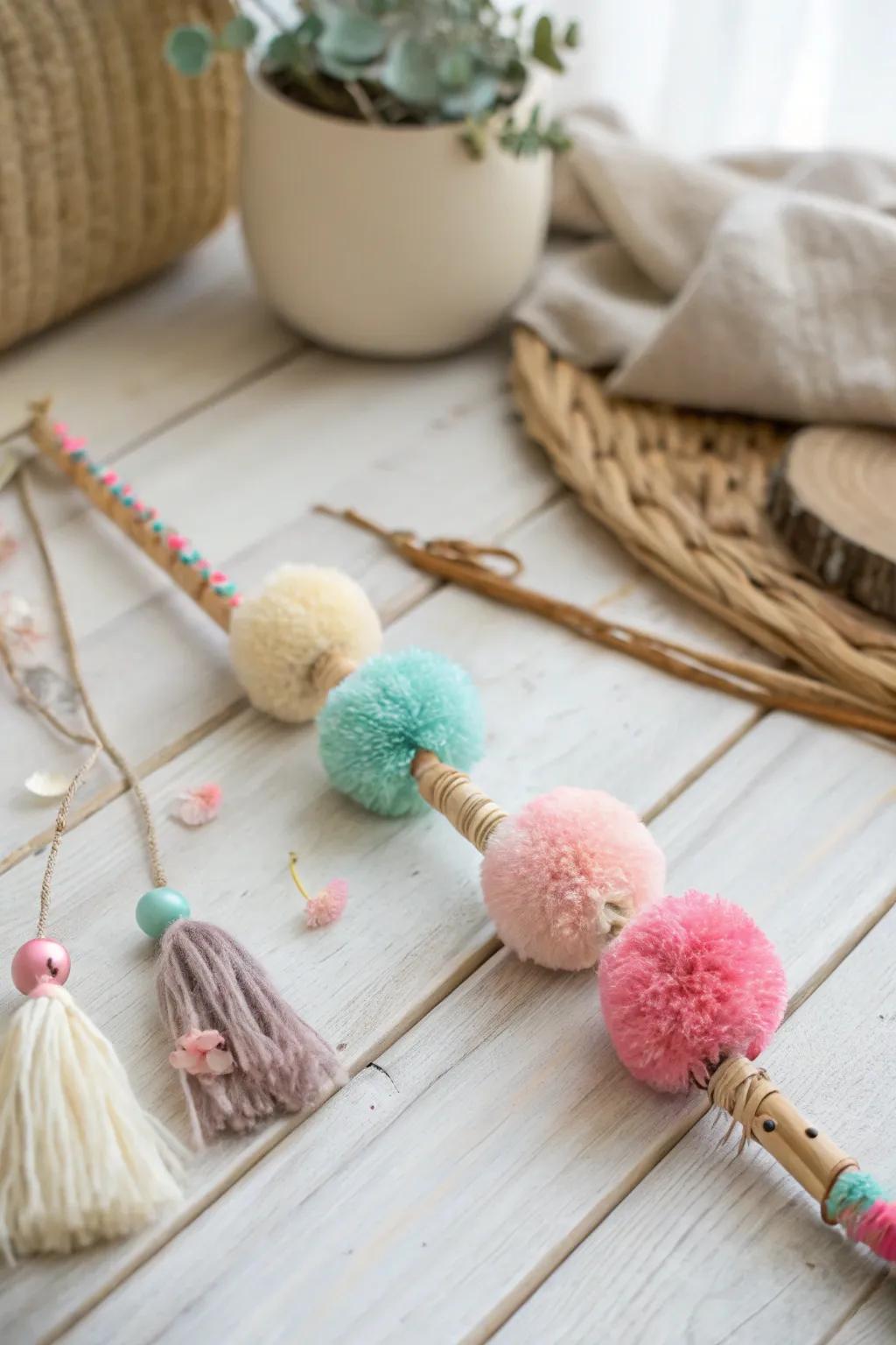 Celebrate with a touch of whimsy and elegance: the perfect spirit stick for your next Pom-Pom Party!