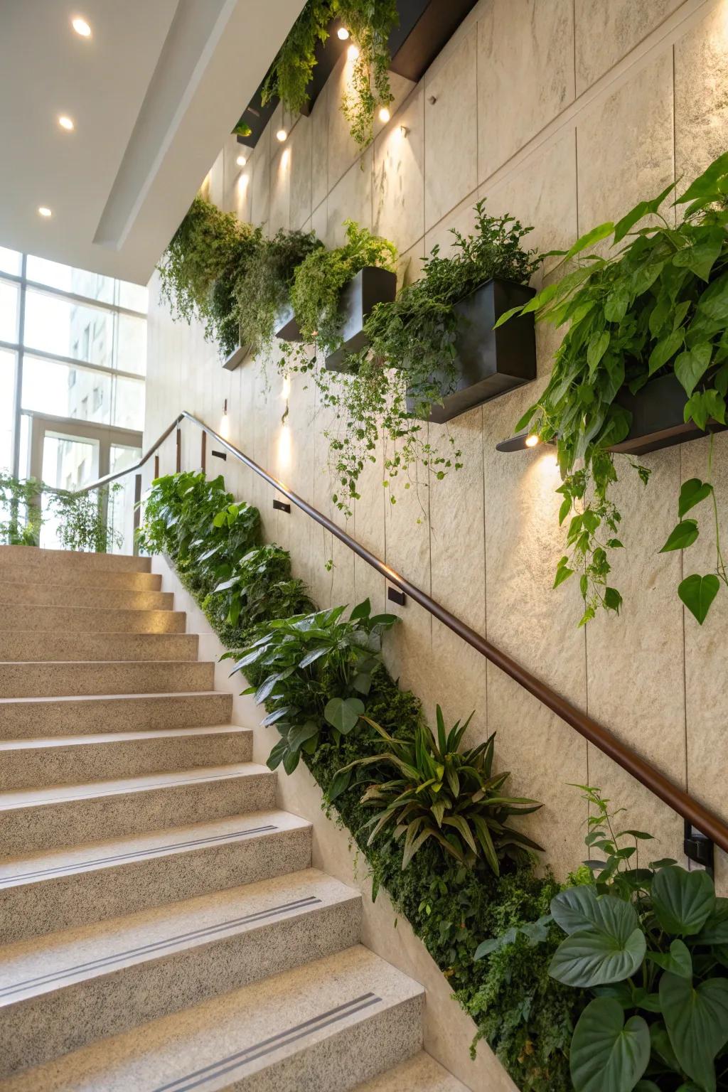 Bring life to your staircase with wall planters.