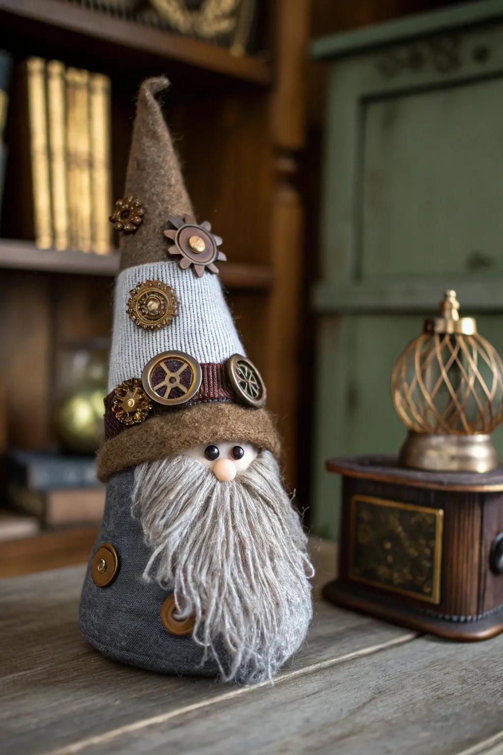Embrace whimsy with a steampunk twist: meet the sock gnome that steals the spotlight.