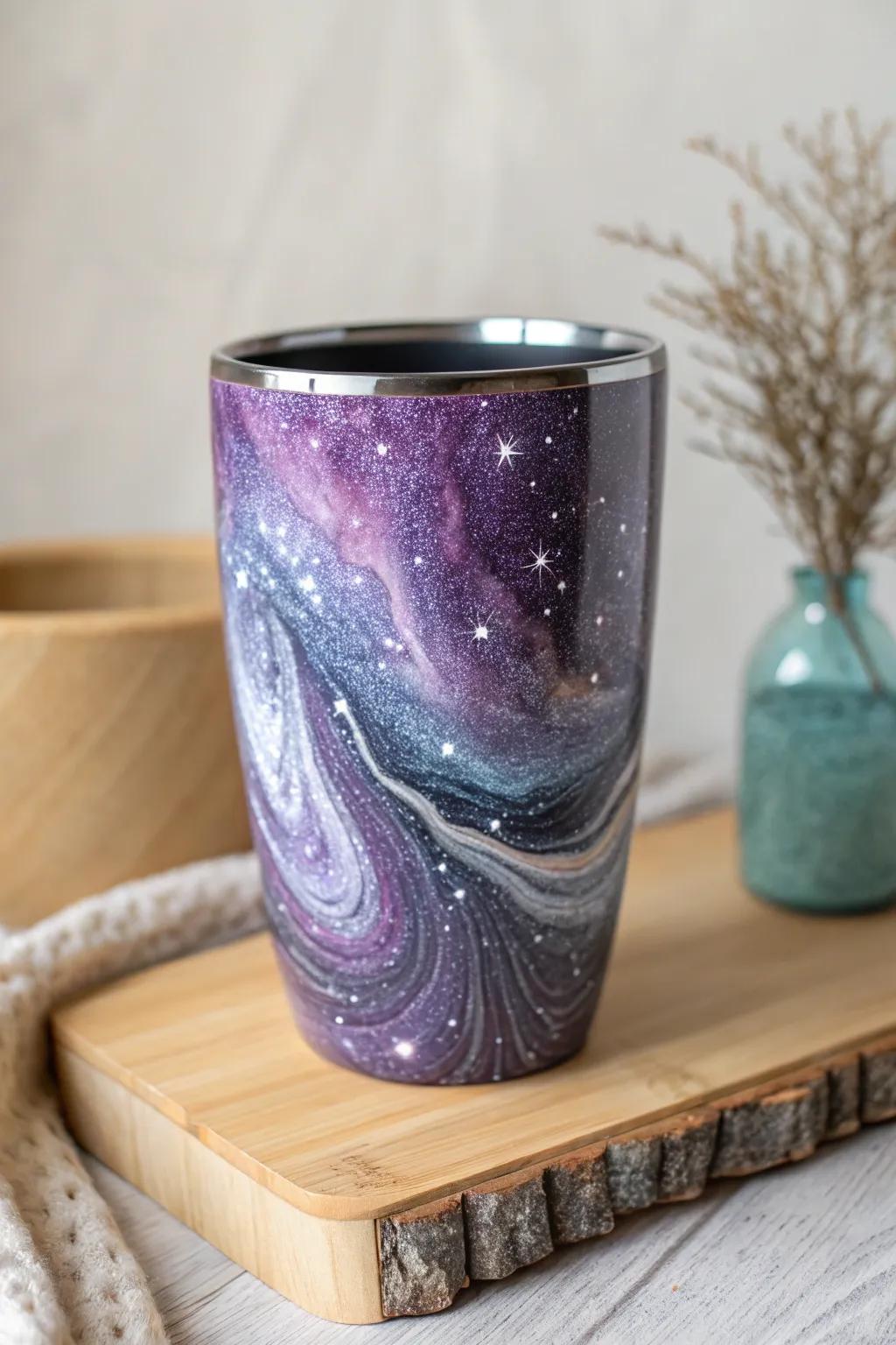 Sip in style with a galaxy-inspired tumbler that brings the magic of the night sky to your everyday moments.