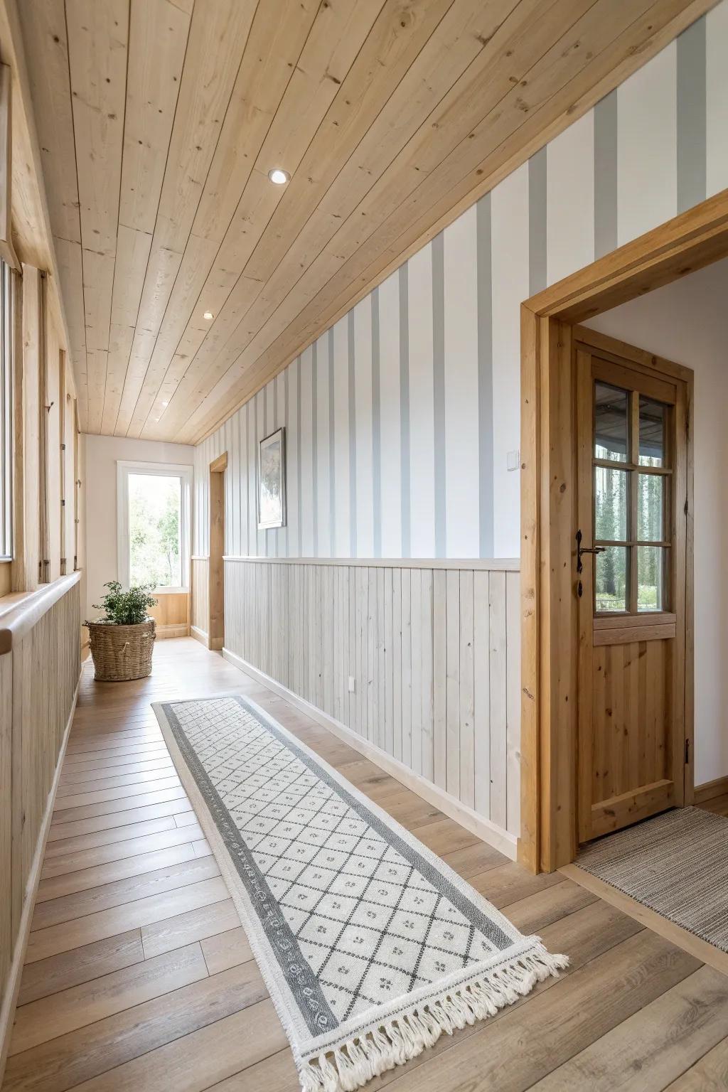 Elevate your space with modern stripes for a sleek, elongated look. #ScandinavianDesign #BohoMinimalism