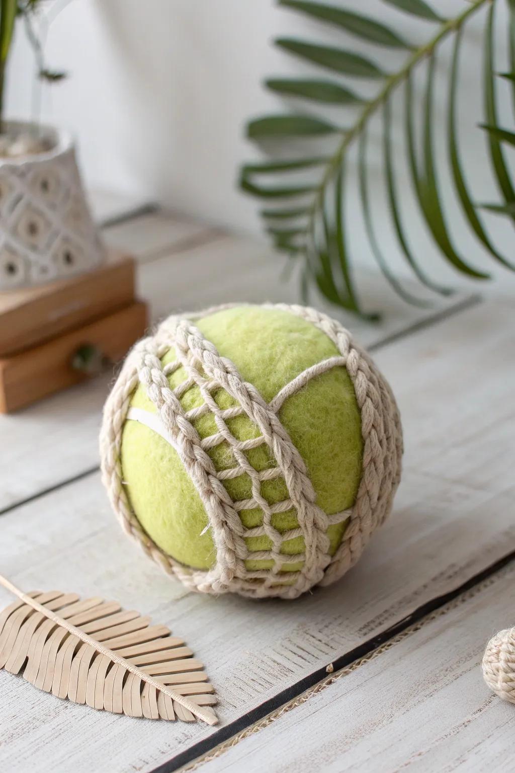 Find calm in the chaos with this handcrafted tennis ball stress reliever. Simplicity meets serenity.