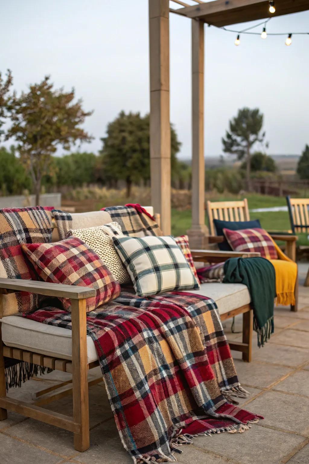 Cozy seating area for enjoying the autumn chill.