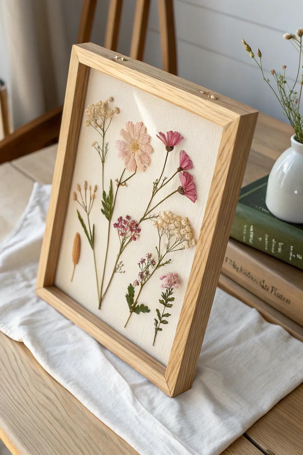 Capture the timeless beauty of nature with handcrafted pressed flower art for Mother's Day. 🌸✨ #ScandinavianStyle #MinimalistBeauty