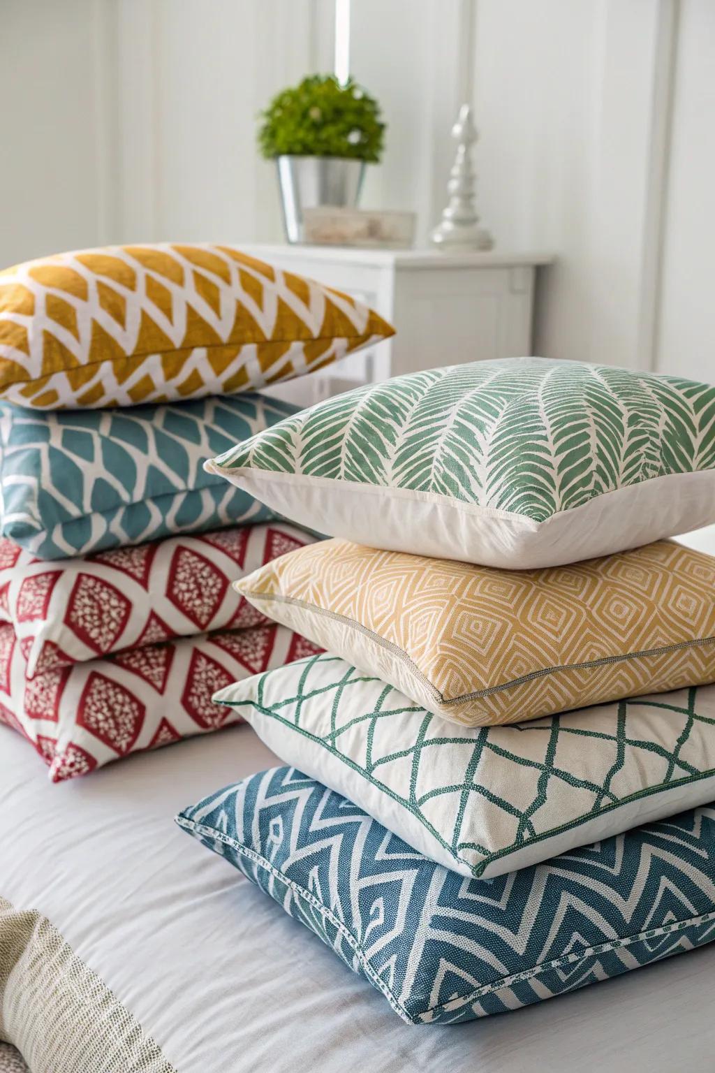 Neatly folded throw pillow covers, ready for seasonal swaps.