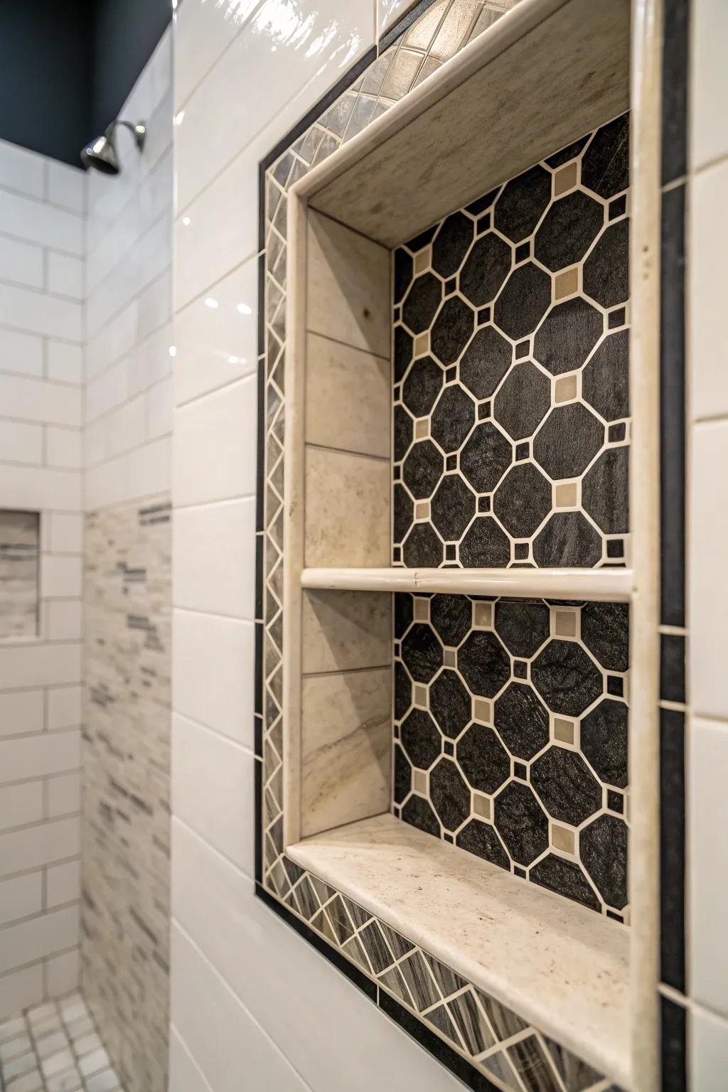 Contrasting tiles add drama and style.