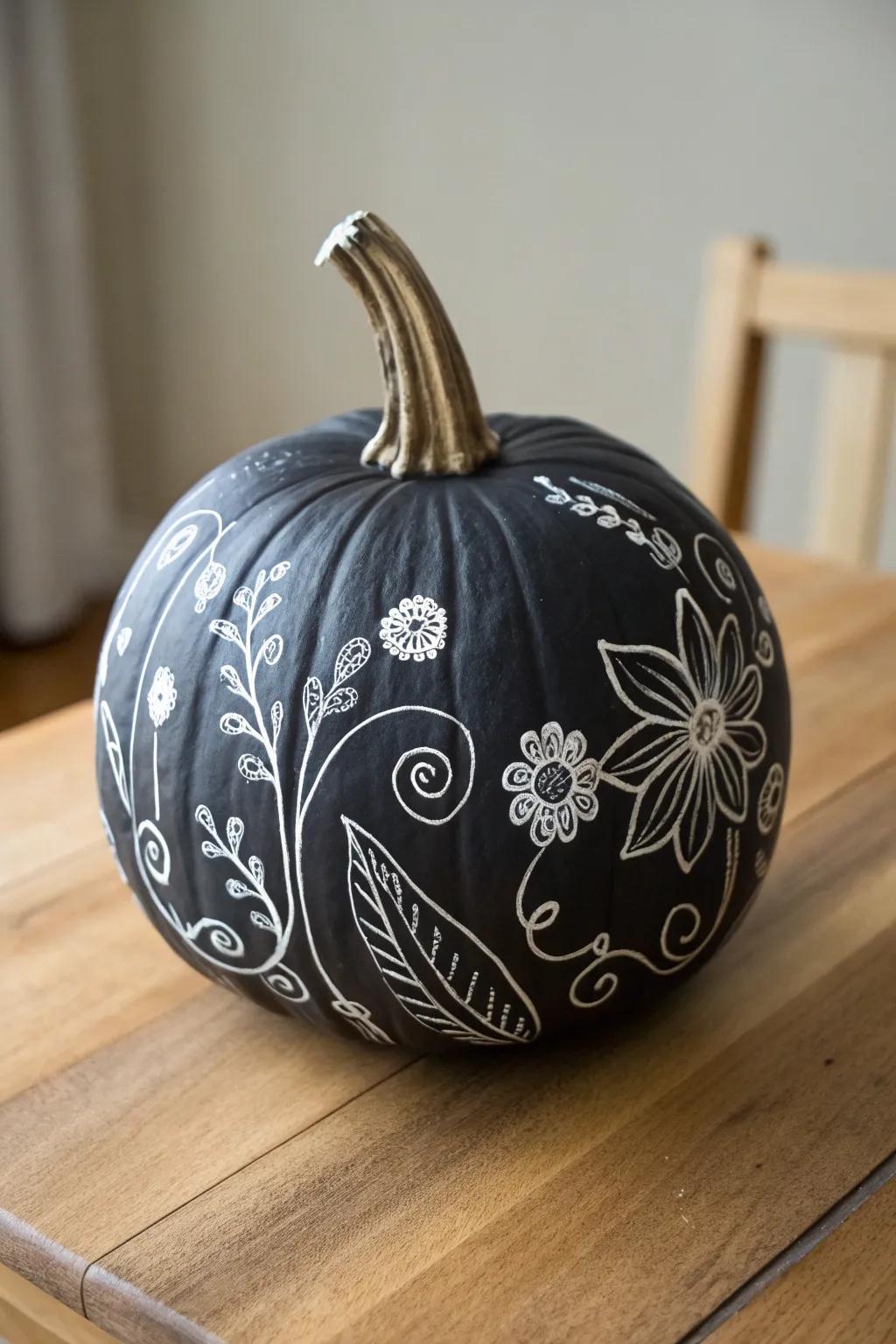 Unleash your creativity with chalkboard charm on tiny pumpkins, where simplicity meets endless possibilities.