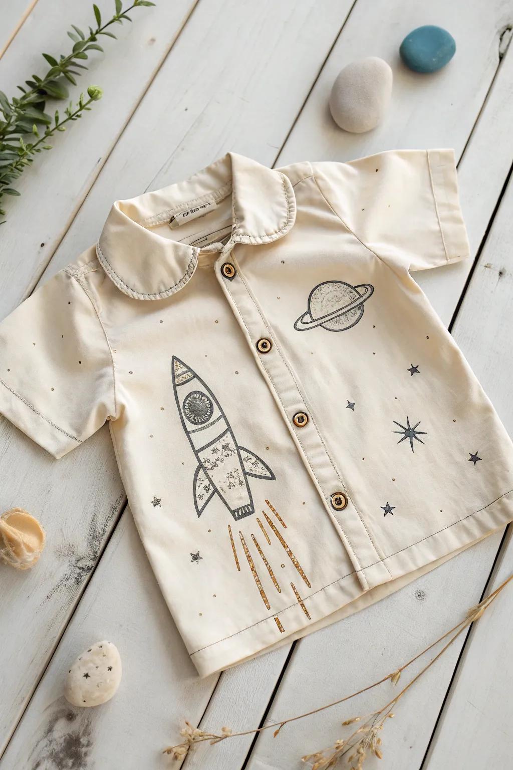Launch their dreams with this charming space explorer's tee!