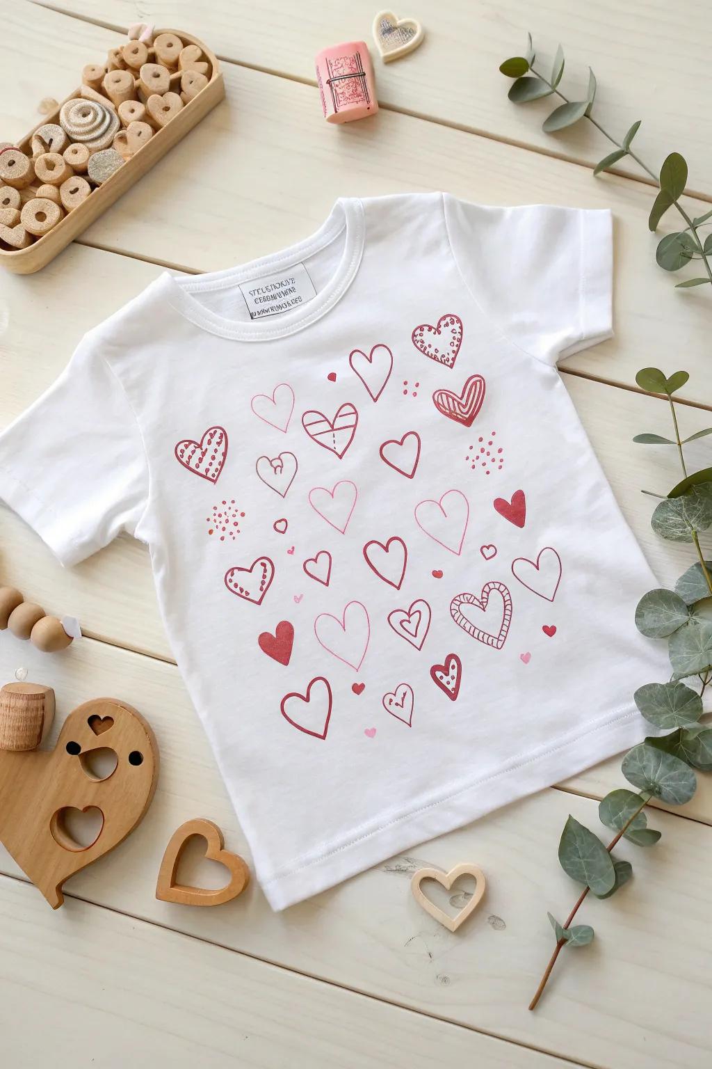 Embrace the charm of hand-drawn hearts for Valentine's Day with this unique toddler tee. Perfect for little ones who love a touch of creativity and style!