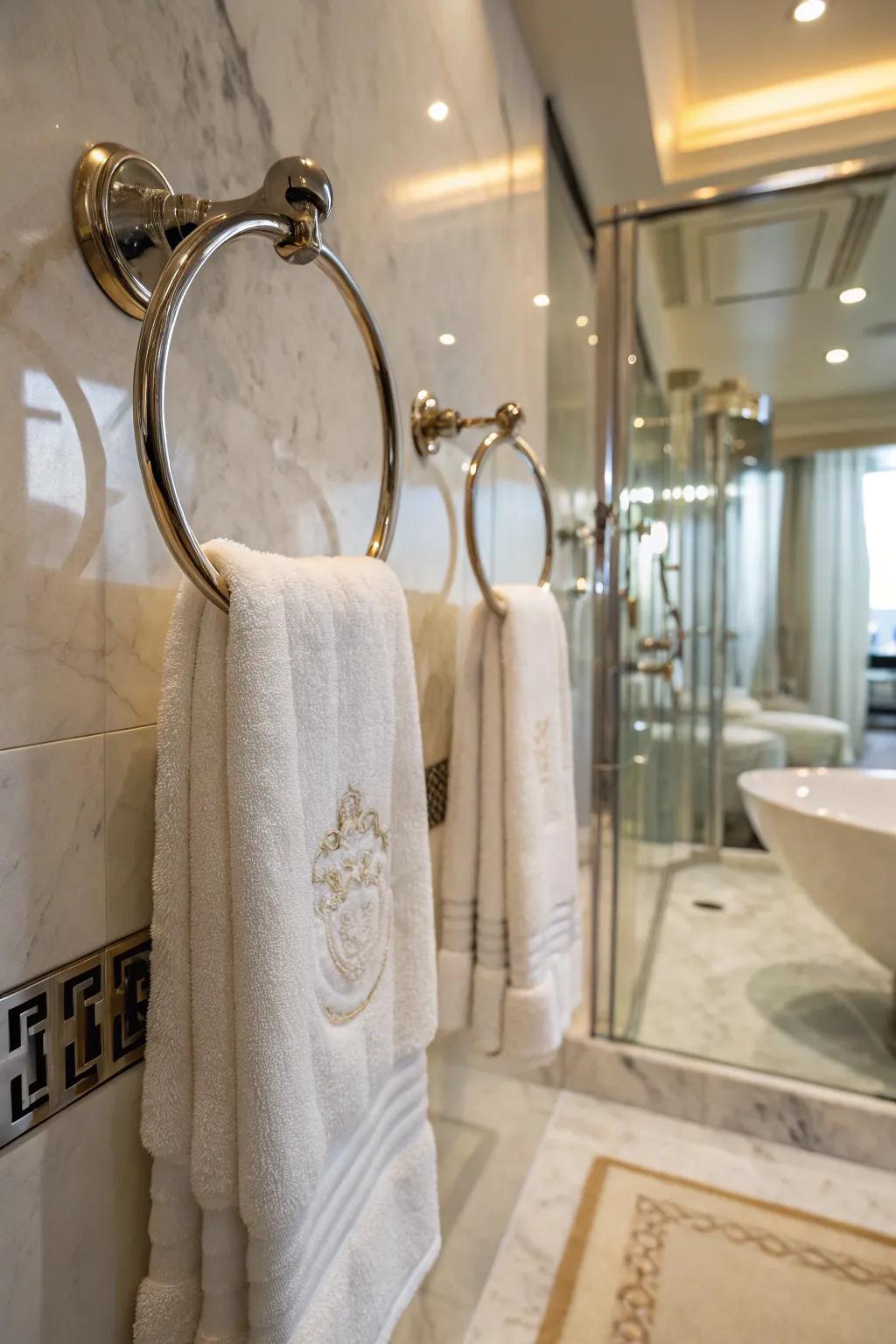 Towel rings add a refined touch to any bathroom.