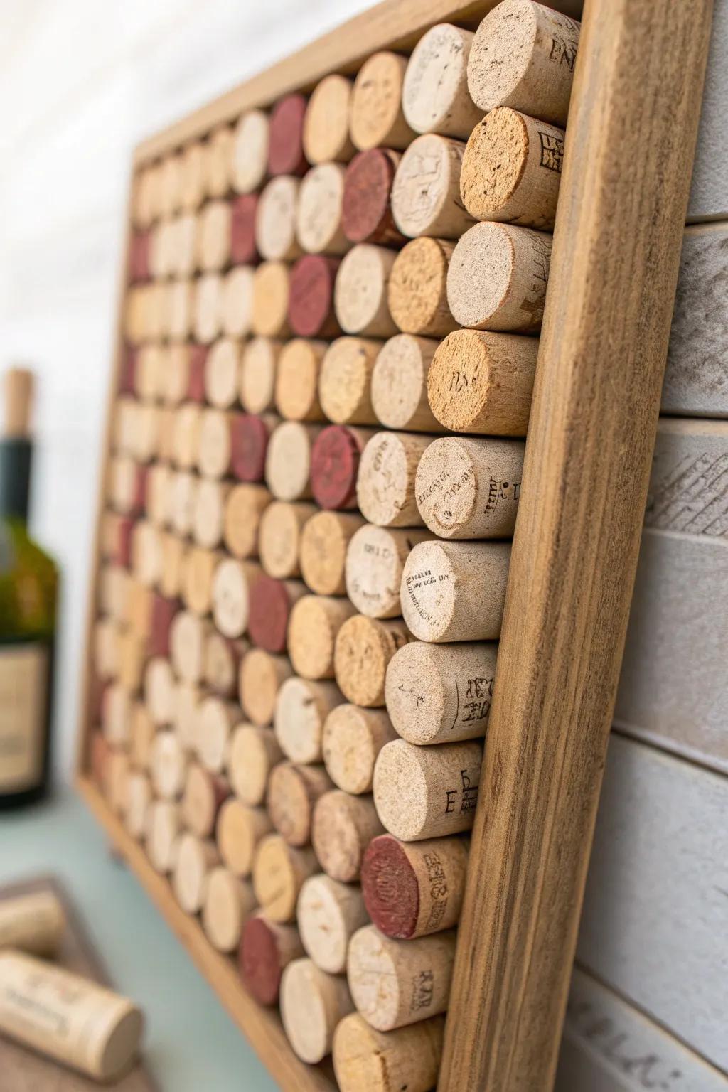 Turn memories into a masterpiece with this chic wine cork bulletin board – where sustainability meets style!