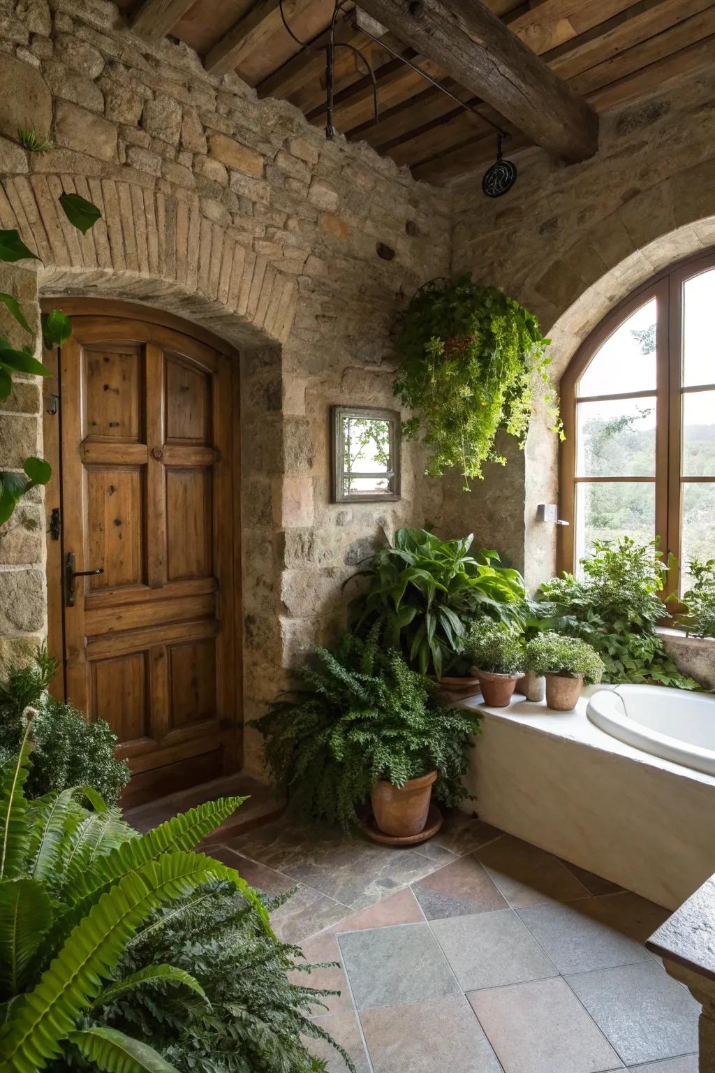 Greenery bringing a fresh feel to the bathroom.