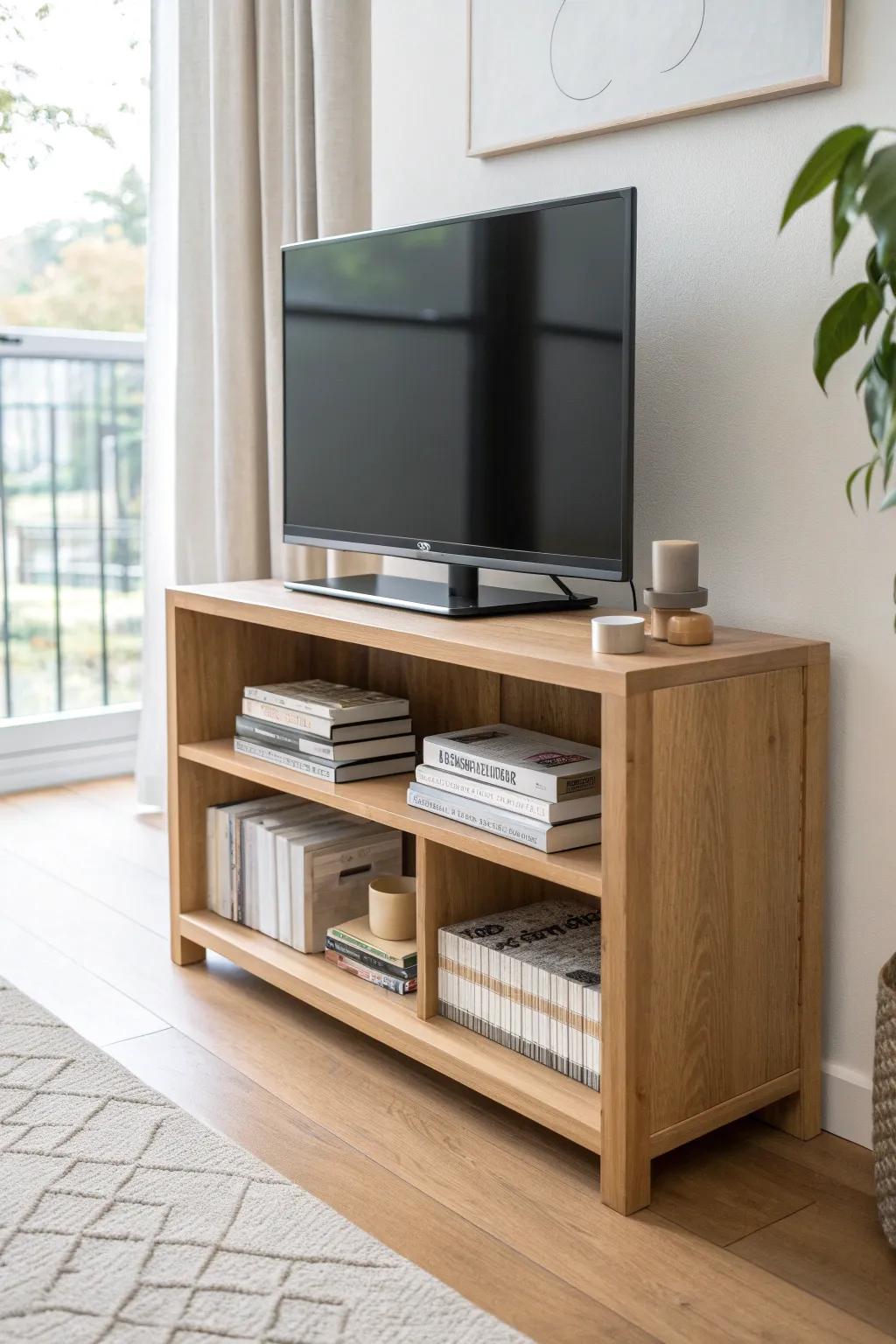 Elevate your viewing experience with a stylish bookshelf TV riser, blending function and Nordic charm effortlessly.