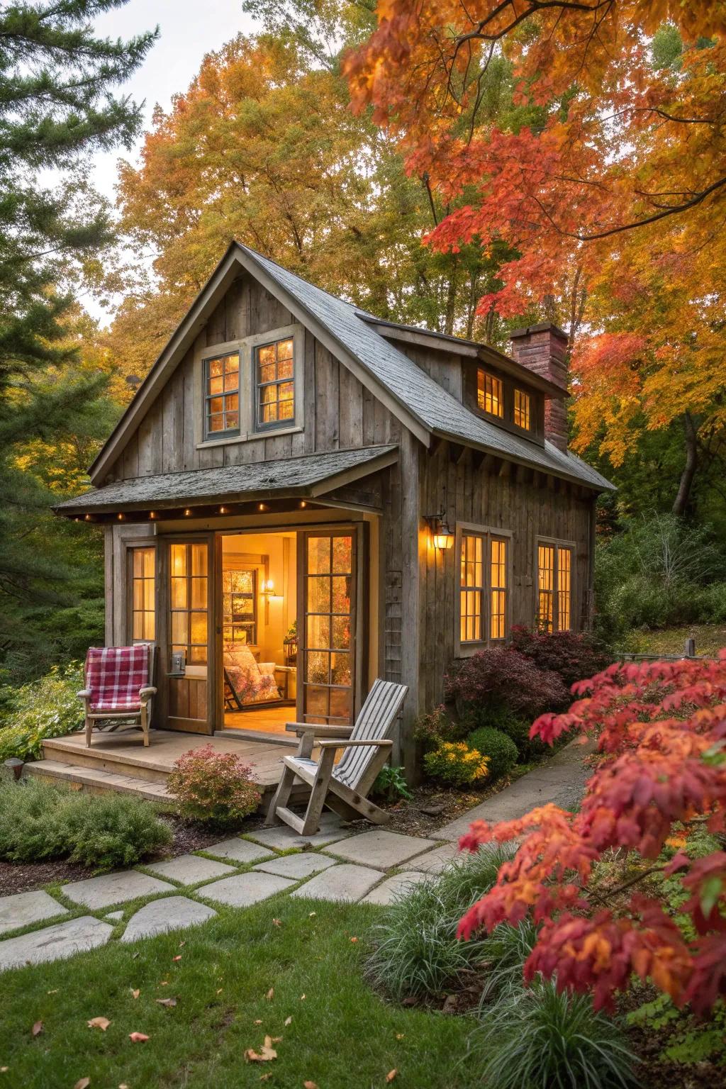 Transform your shed into the perfect cozy retreat for guests. 🍂🏡