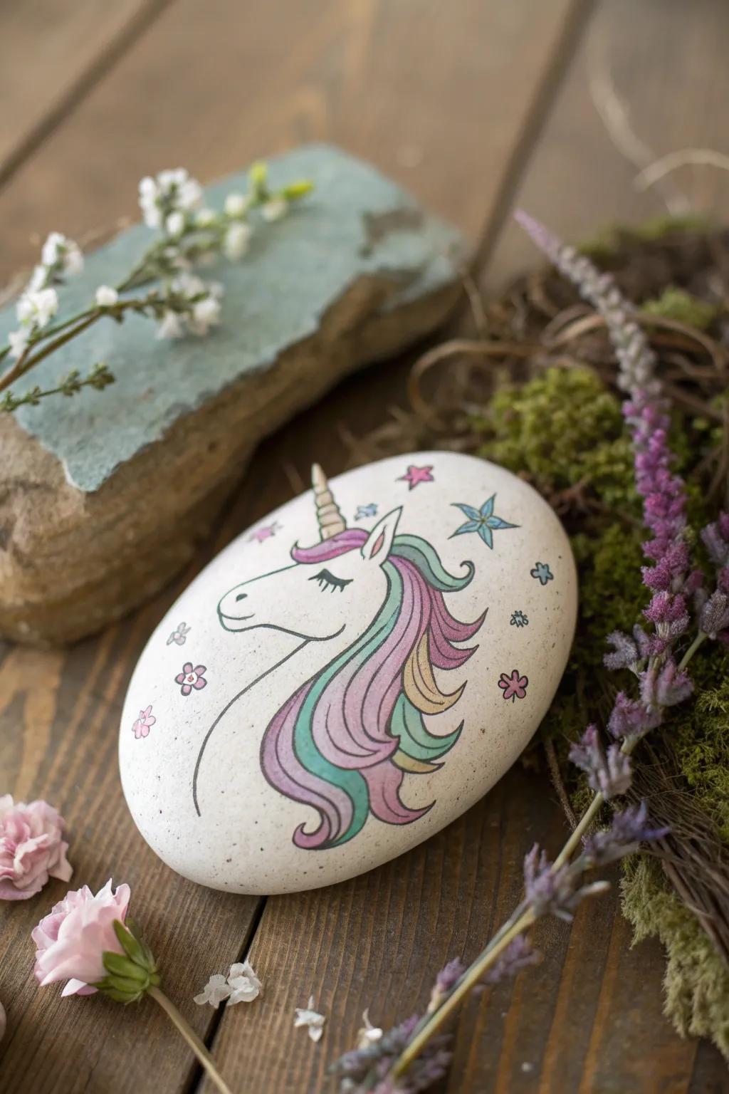 Unleash your imagination with unicorns on stone – a charming craft that brings magic to your garden or desk.